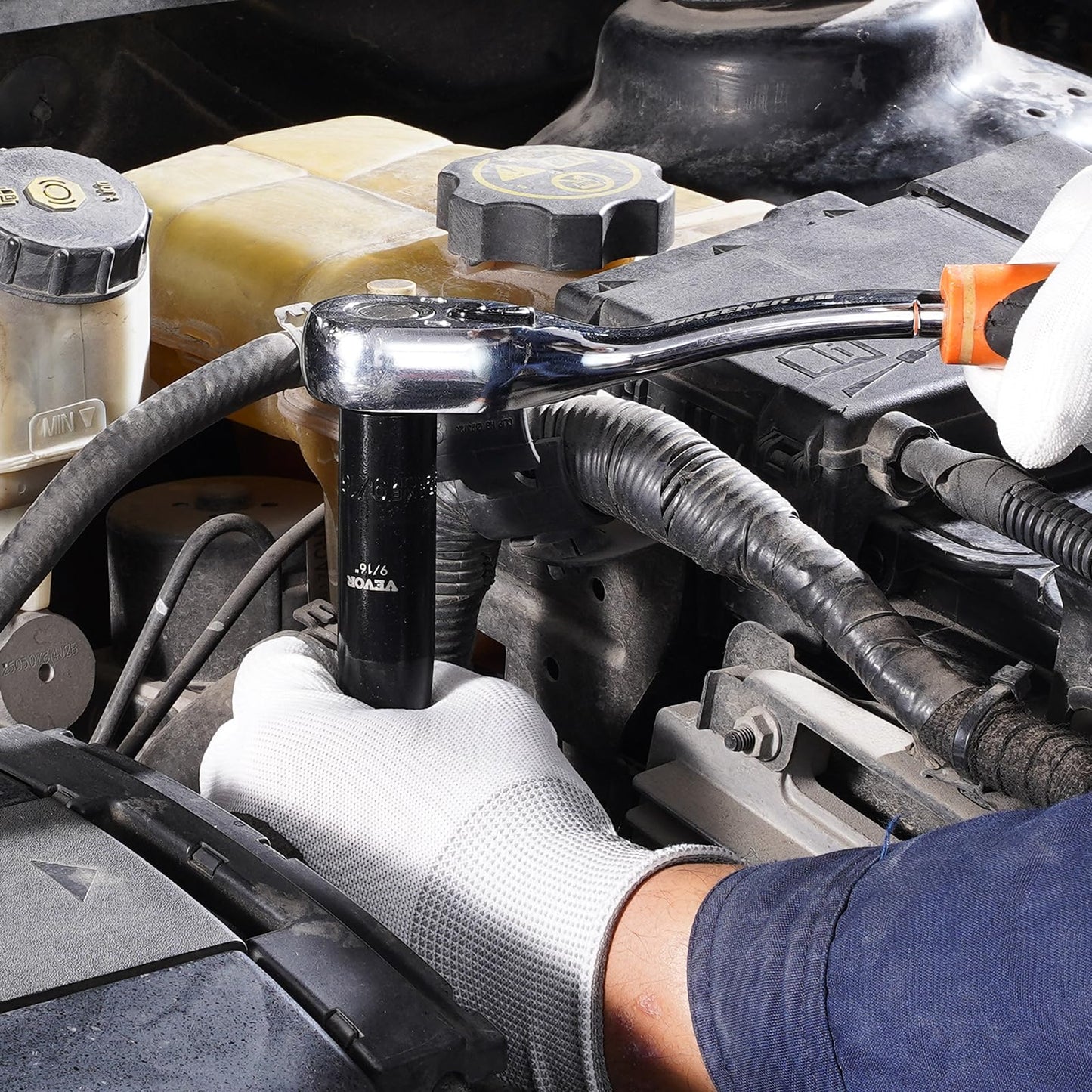 VEVOR 1/2" Drive Impact Socket Set, 19-Piece Deep 6-Point Cr-V Sockets, 3/8"–1-1/2", Heavy Duty with Storage Case