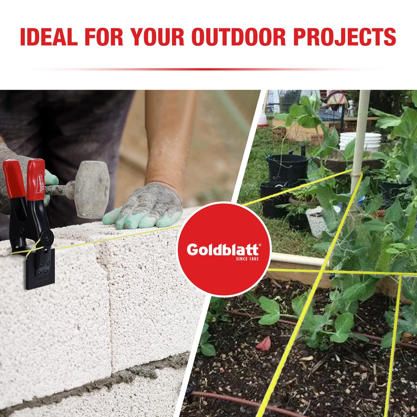 Goldblatt 500ft #18 Braided Nylon Mason Line, Durable Twine for Gardening, Masonry, Construction, String Levels, DIY Projects