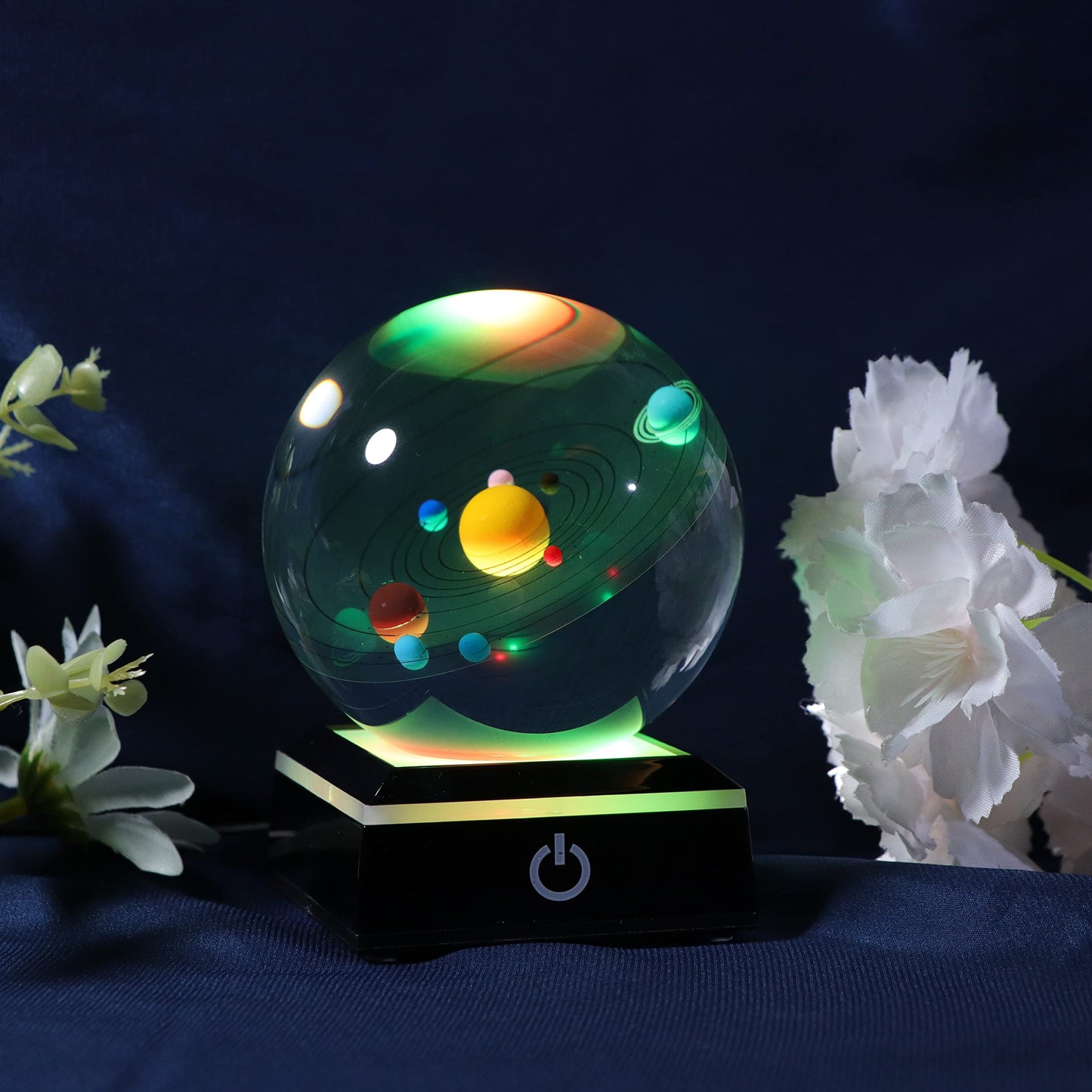 3D Solar System Crystal Ball 80mm - Astronomy Decor, Planet Lamp, Science Gifts for Men, Dad, Teacher, Birthday Night Light