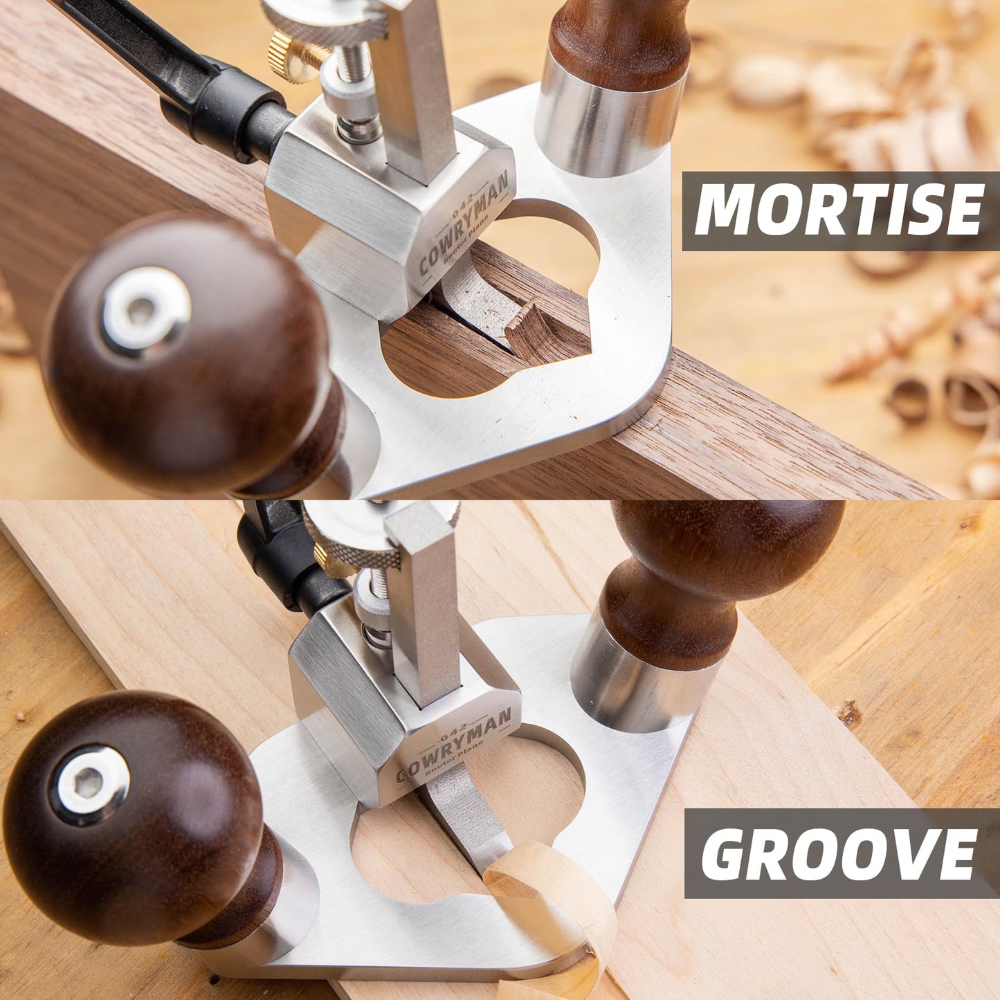 Cowryman 042 Router Plane Handheld Precision Woodworking Tool with Depth Stop for Detailed Corner Cutting and Joinery Dado Grooves