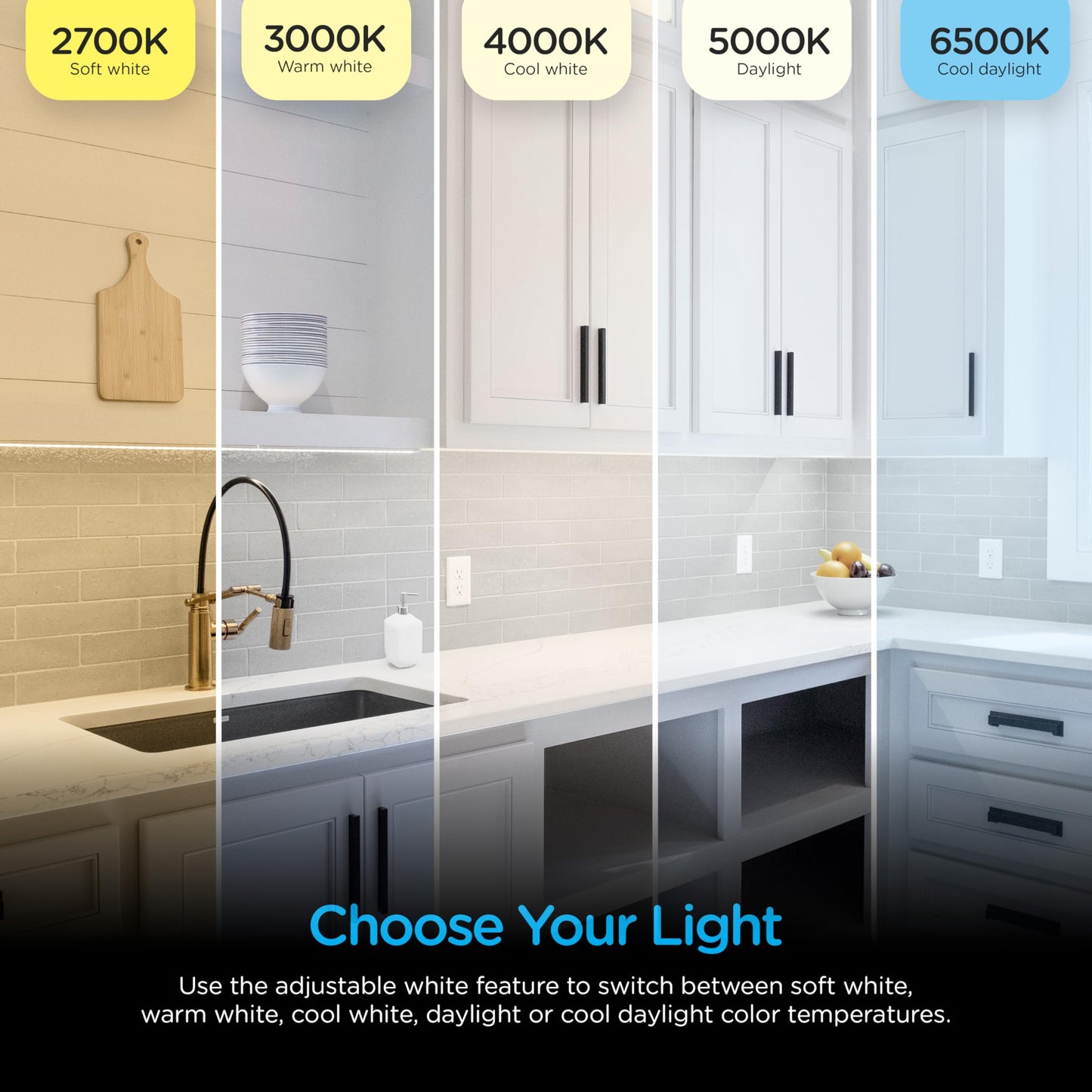 **Enbrighten 24” Plug-In Under Cabinet Light, 1560 Lumens, 5 White Color Temps (2700K–6500K), Dimmable, One-Touch Sync, Linkable Kitchen Lighting**