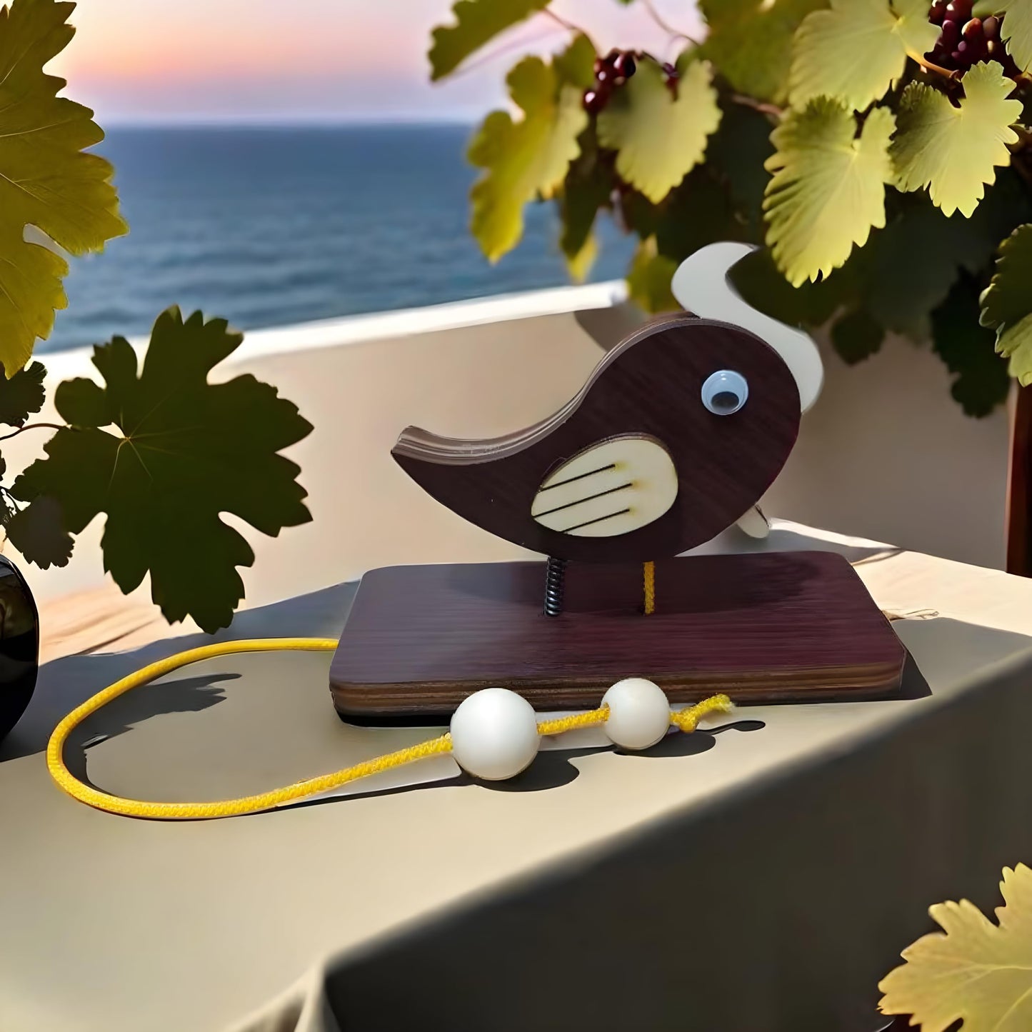 Woodpecker Doorbell & Door Knocker - Handcrafted Wooden Hanging Decoration for Front Door Entrance