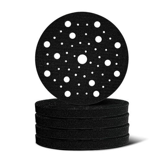 WOTAHI 6 Inch 5-Piece Orbital Sander Interface Pads, 53 Holes Hook and Loop Interface Buffer Pads, Soft Foam Sanding Pads for Orbital Sander