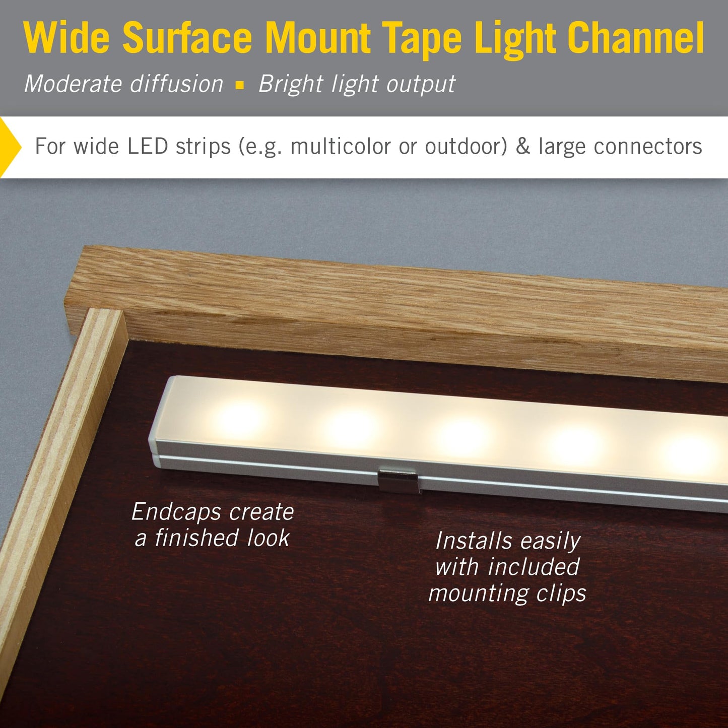 Armacost Lighting Wide Surface Mount LED Tape Light Mounting Channel 5-Pack, Silver, 960058