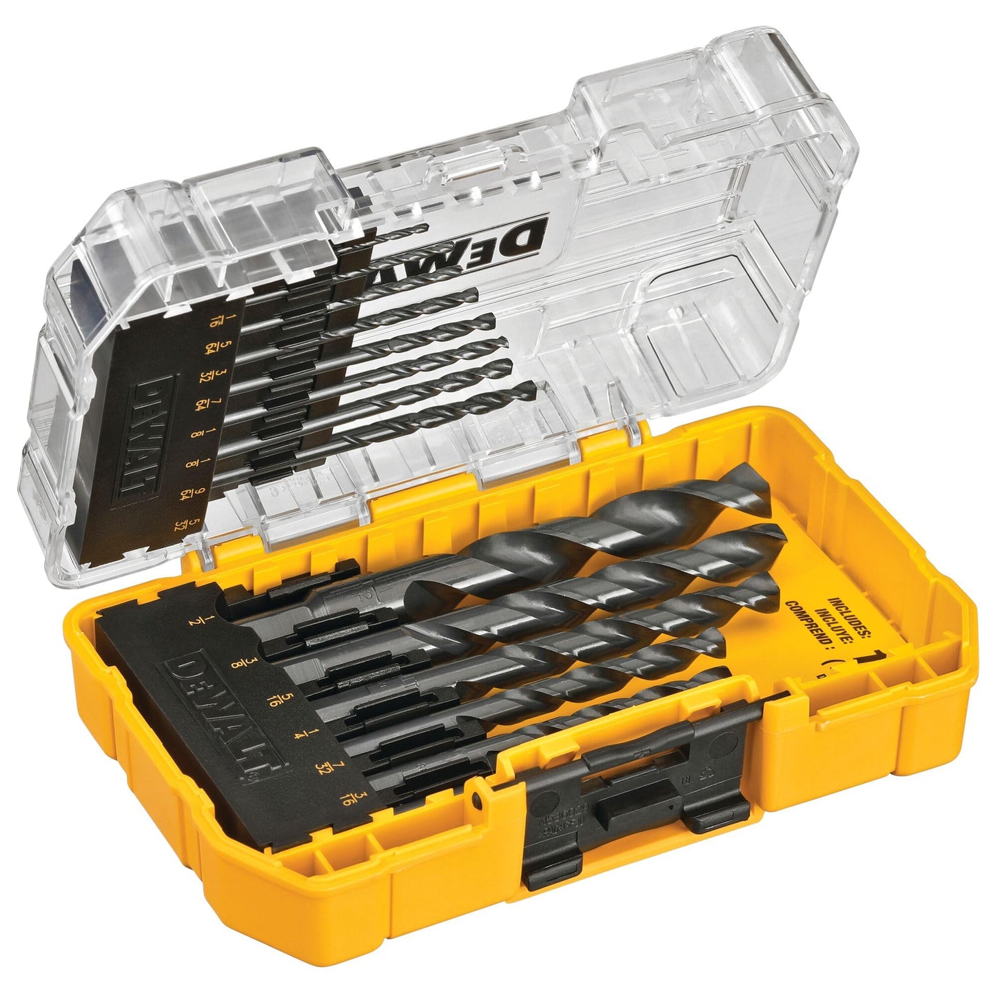 DEWALT Drill Bit Set, 3-Flats Shank,14-Piece, 135 Degree Split Point, for Plastic, Wood and Metal (DWA1184)