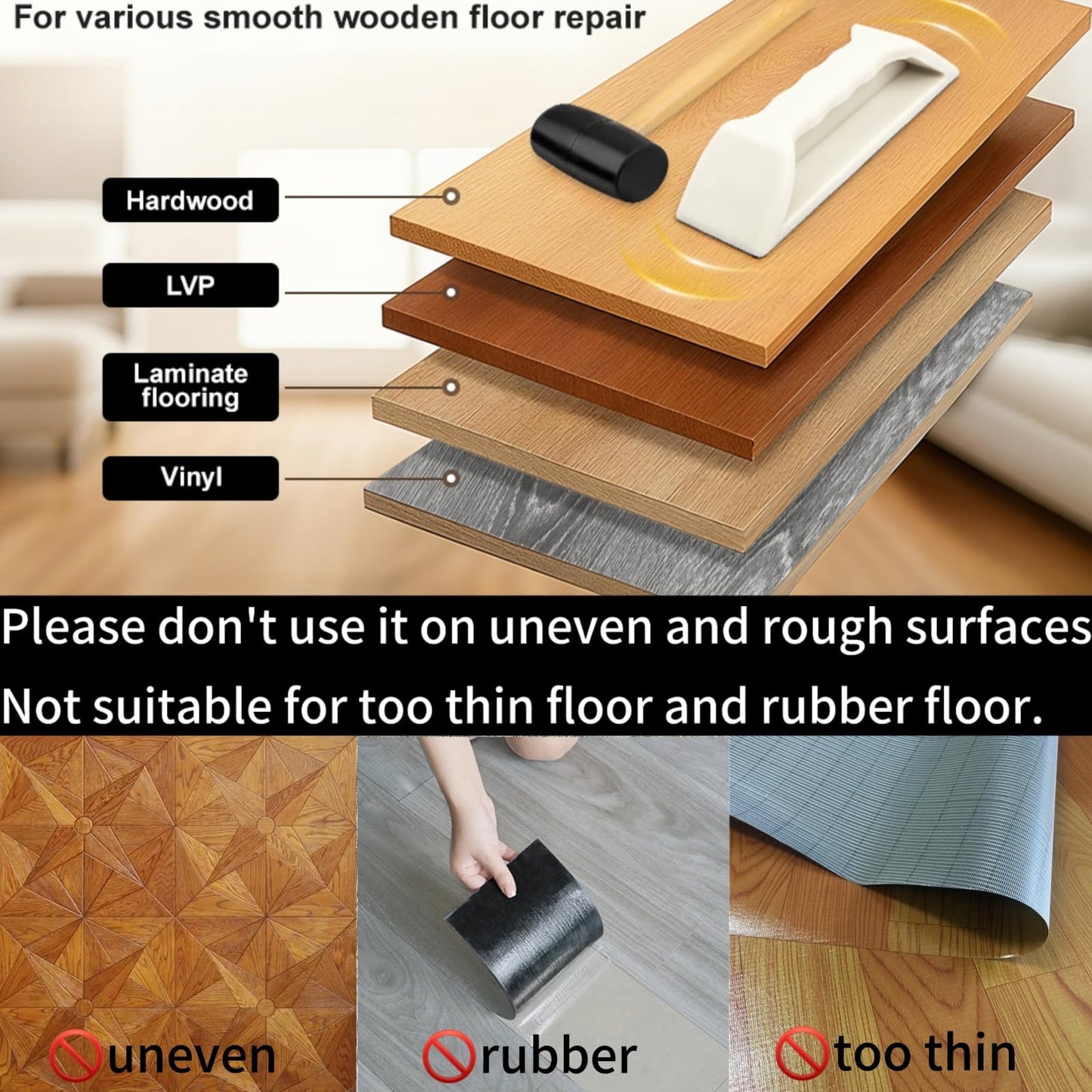 Floor Gap Fixer Tool, Violetfox Heavy-Duty Plank Grabber Laminate Flooring Tools Wood Floor Repair LVP Installation Kit (New Version)