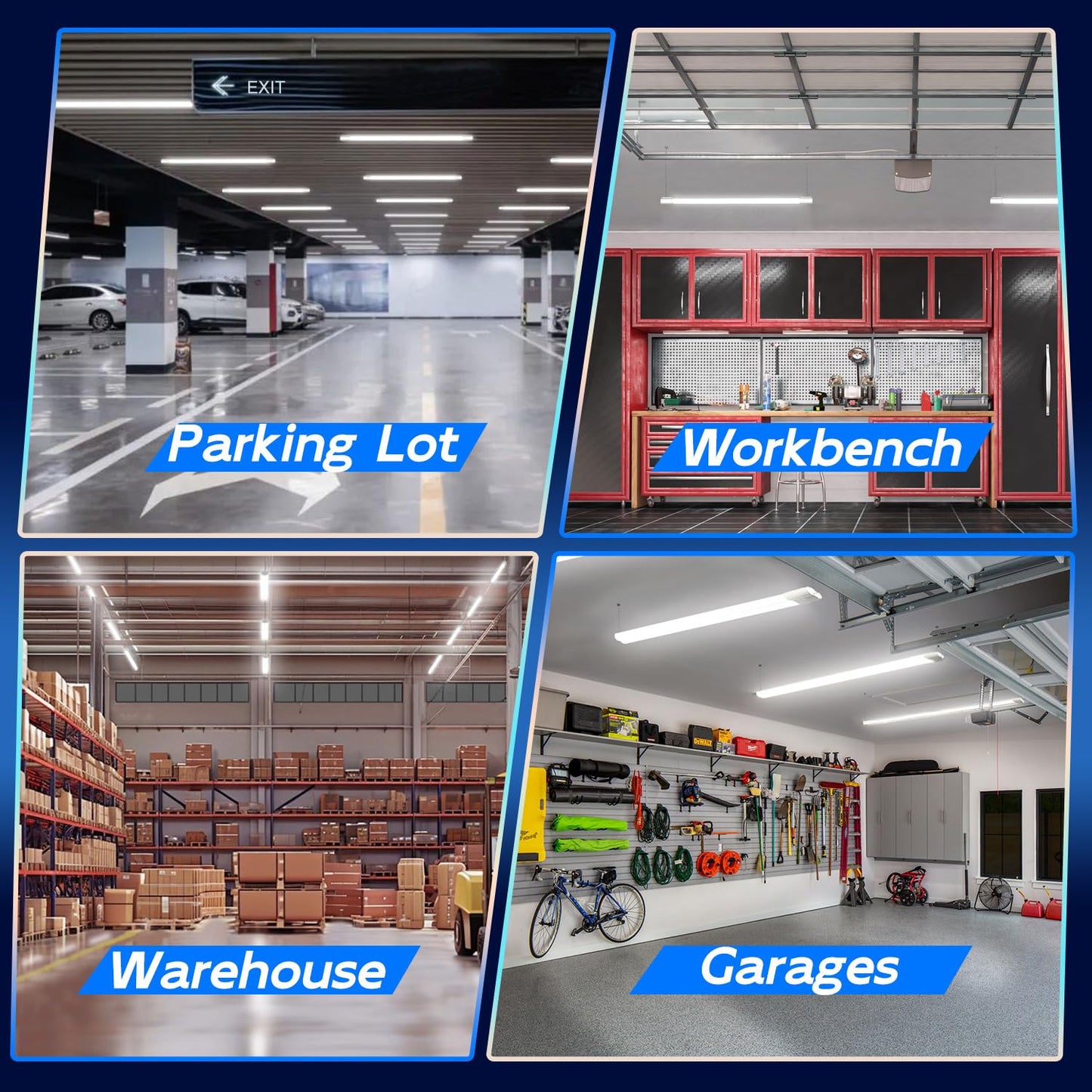 Hykolity 10 Pack 4FT Linkable LED Utility Light, 42W 4400LM 5000K Daylight, ETL, Garage/Workshop, Hanging or Surface Mount