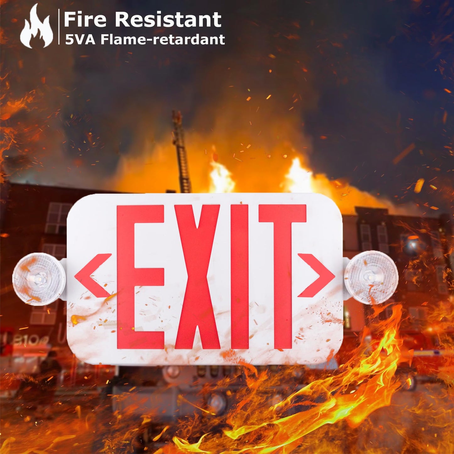 LIT-PaTH LED Exit Sign with 2 Adjustable Heads, Double Face, Backup Battery, UL 924 & CEC, 120-277V Emergency Lighting, 1-Pack