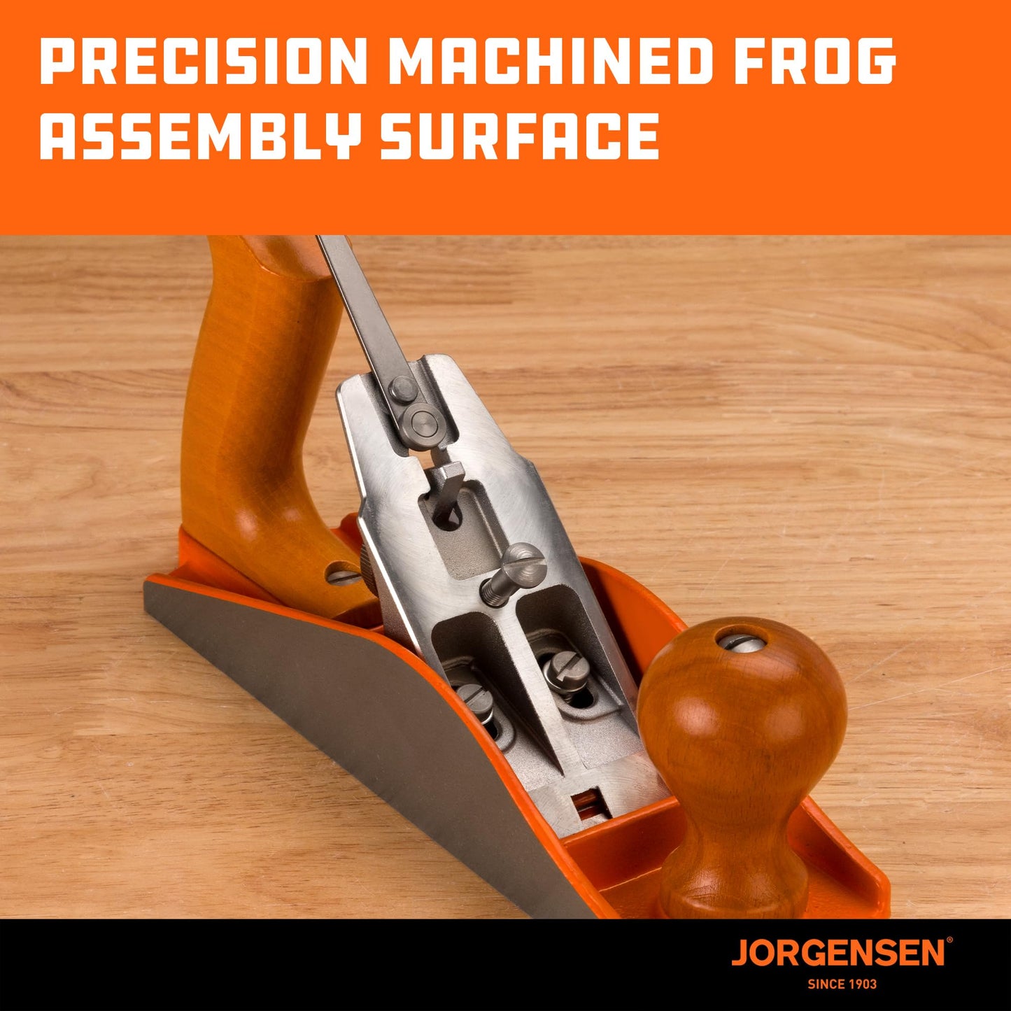 JORGENSEN No.4 10" Wood Hand Planer – Professional Smoothing Plane, Adjustable Depth, Ductile Iron Body for Woodworking & Craft