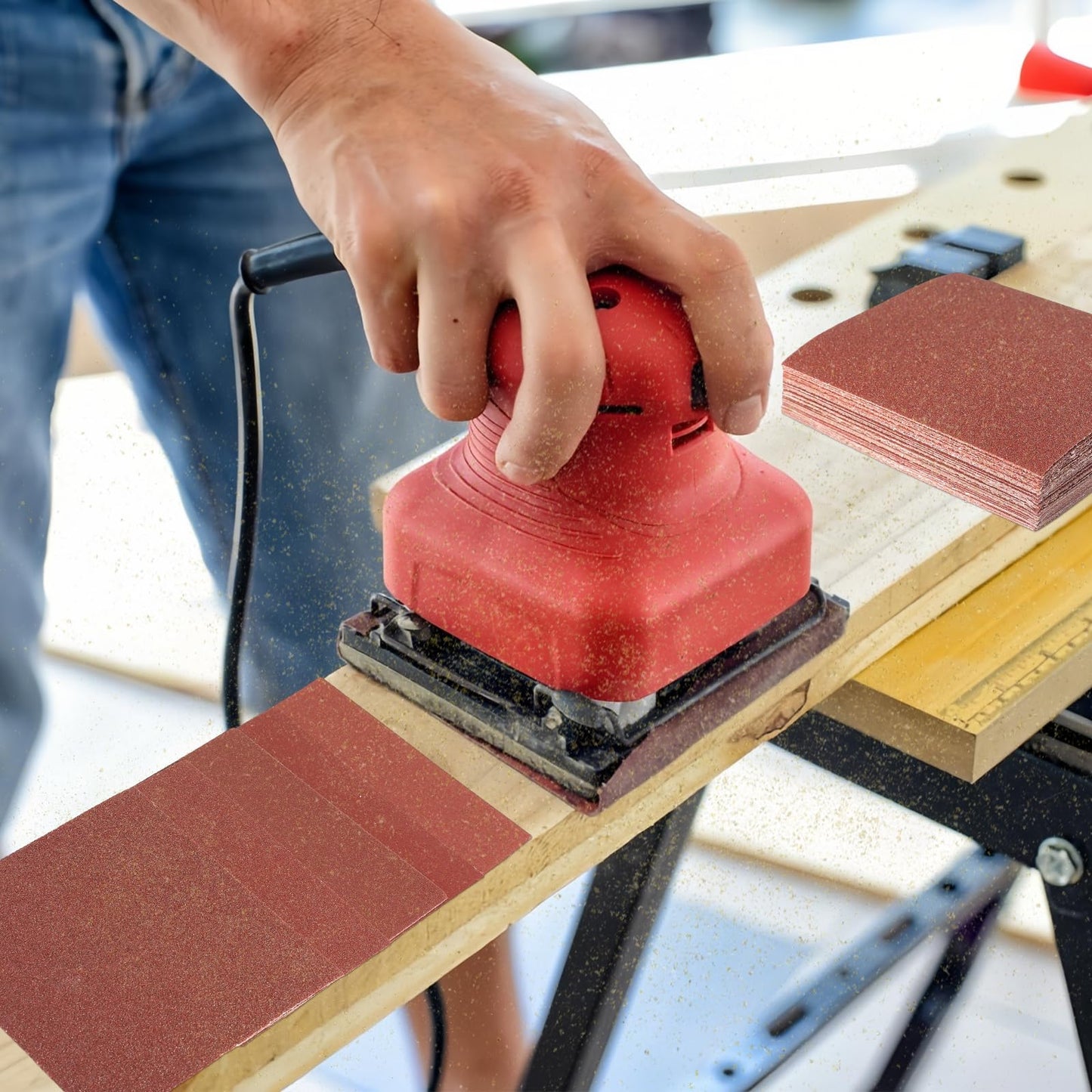 BAOSTC 1/4 Sandpaper Sheet,4-1/2"*5-1/2" Assorted 60-80-120-180-240,50PACK