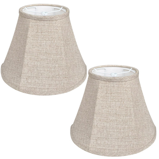 TOOTOO STAR Double Brown Lamp Shade Set of 2, Large Barrel Linen Lampshades for Table & Floor Lamps, Handcrafted Fabric, Spider Fitter, 6x12x8.5 in