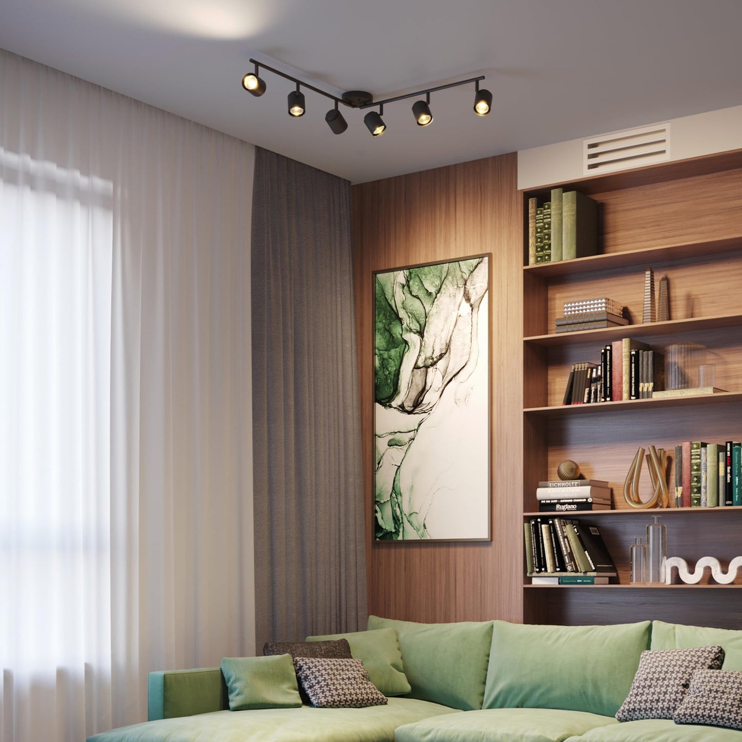 GLOBE Electric 64000167 47" 6-Light Foldable Track Lighting, Matte Black, Pivoting Track Heads, Ceiling Light, Home Improvement