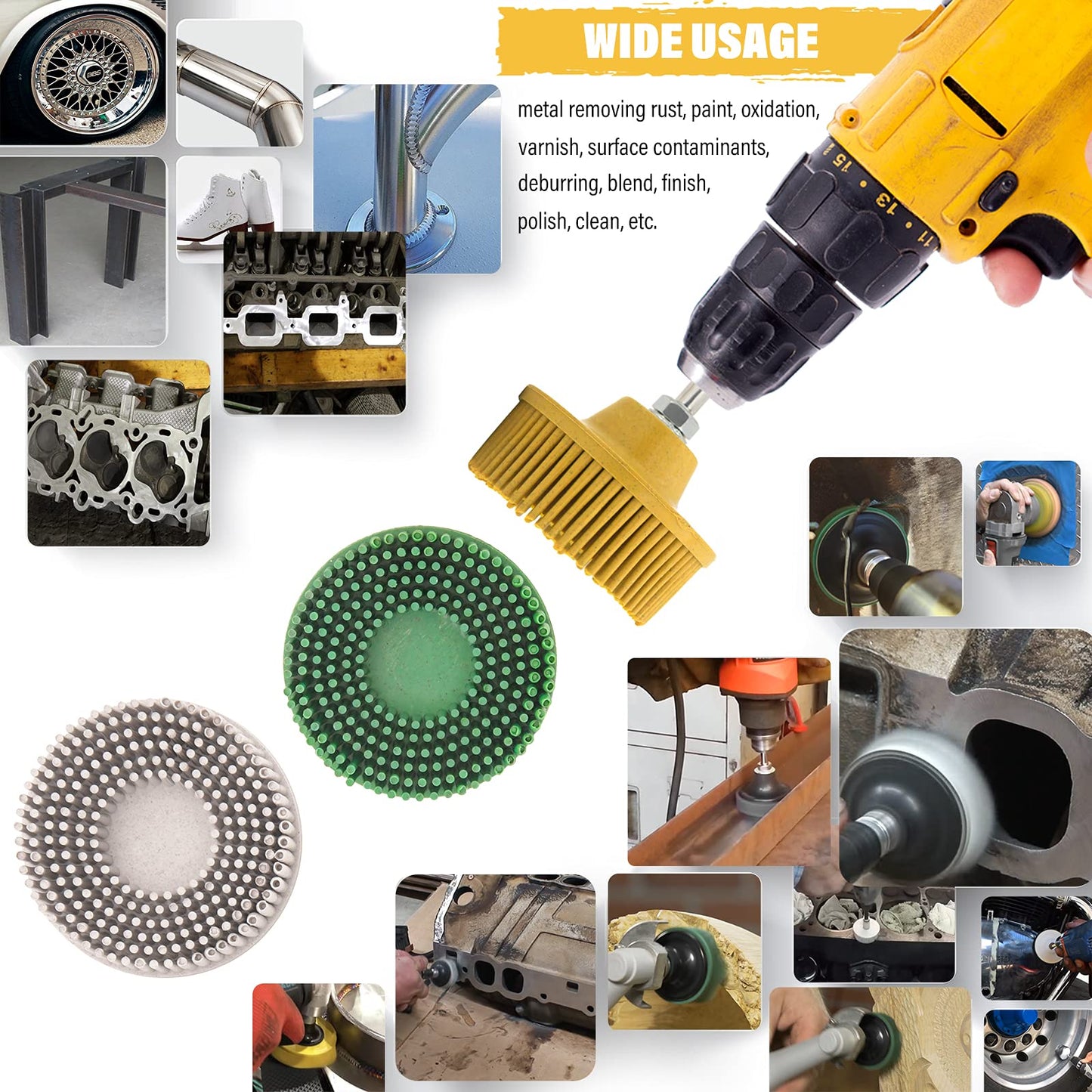 2 Inch Bristle Disc,6 Pieces Bristle Disc Grade - 120# 80# 50# Grit Abrasive Coating Removal Disc for Metal with 1/4 Inch Shank Attachment