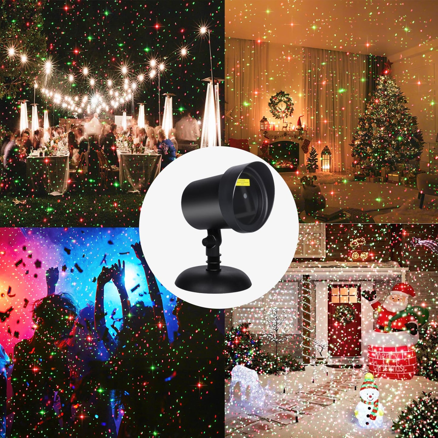 YFAIN Christmas Laser Projector Light Outdoor Waterproof, Red & Green Star Show Landscape Spotlight for House Garden Holiday Decor