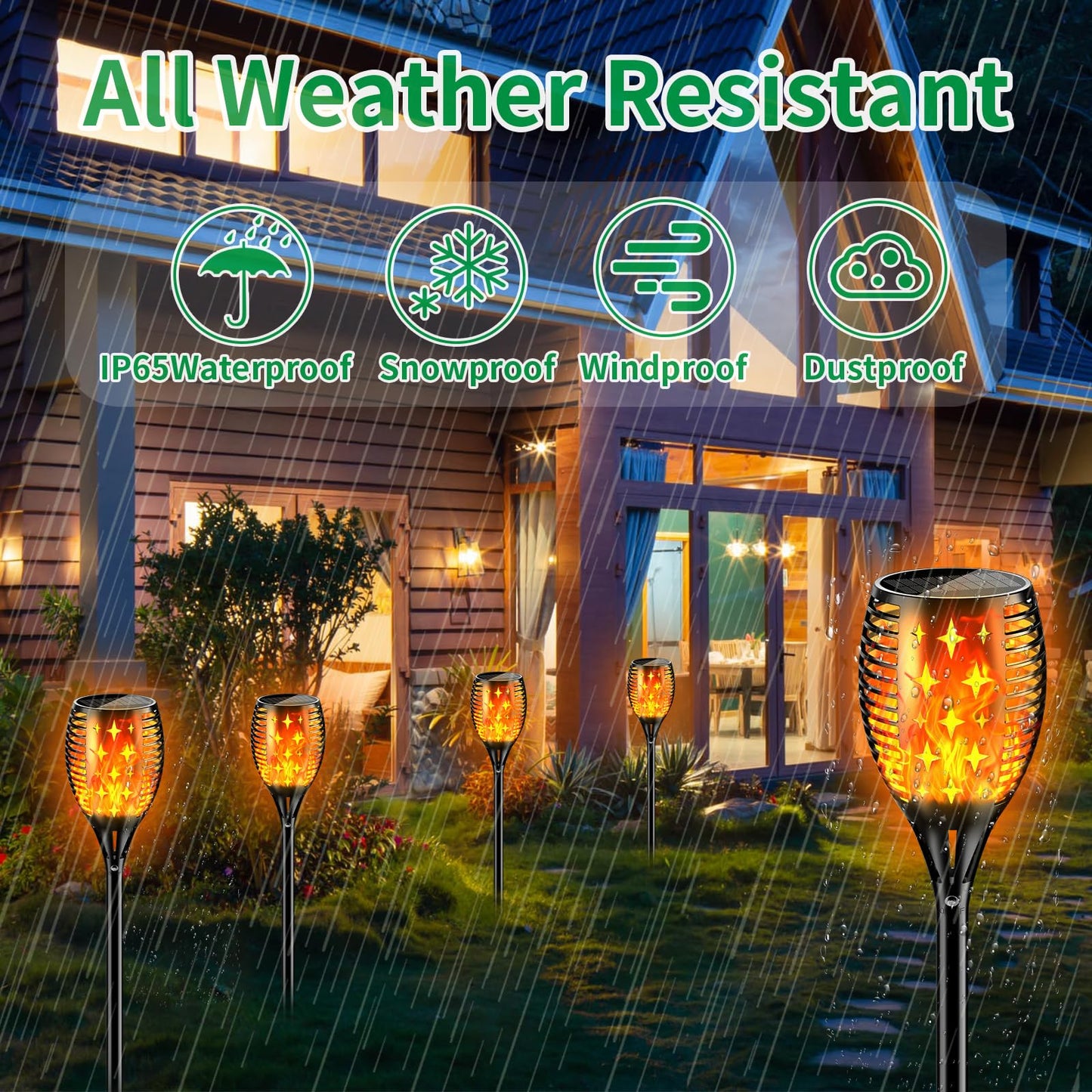 YoungPower 43'' Large Solar Torch Lights Flickering Flames Torches, Waterproof Outdoor Flame Decoration Lighting for Yard Driveway, 2 Pack