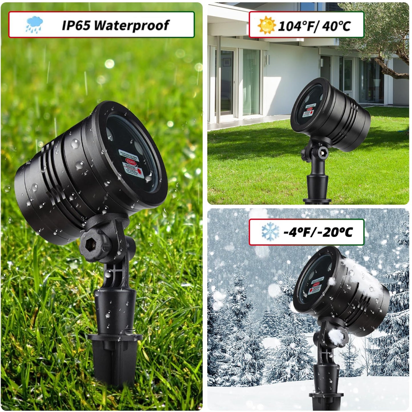 Outdoor Christmas Laser Projector Lights – Waterproof Red & Green Patterns with Remote, Holiday Yard & Garden Decoration