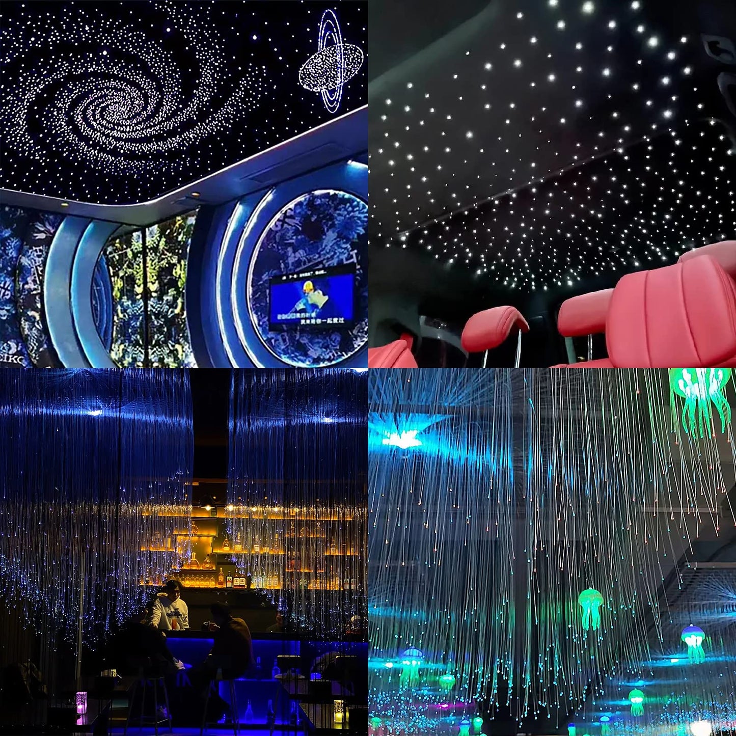 AZIMOM 550pcs 0.75mm Fiber Optic Cable 4m End Glow Strands, PMMA Plastic 0.03in, Star Ceiling Decoration for LED Light Engine