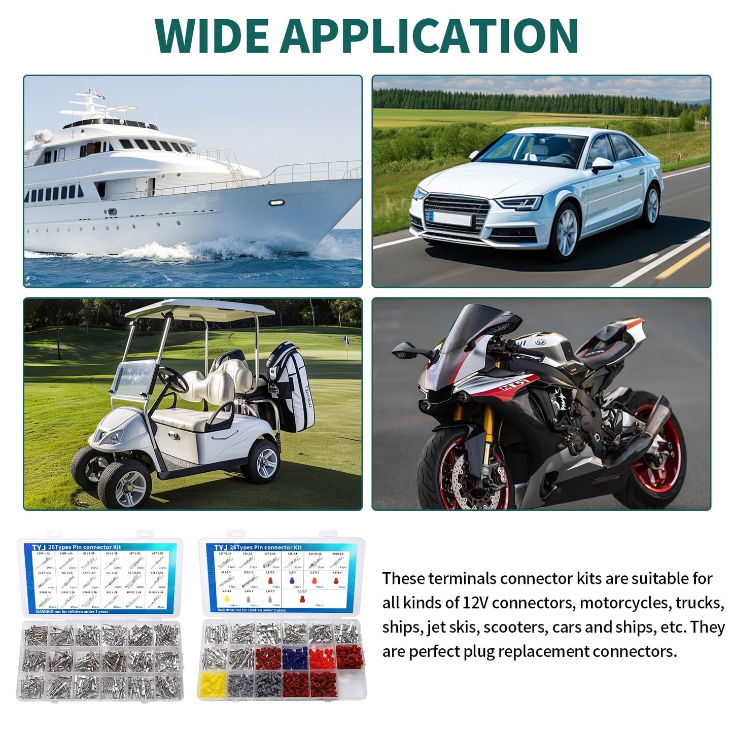 812-Pc Pin Connector Kit with Crimping Pliers, Non-Insulated Male & Female Terminals 1-3.5mm, Plug Removal for Car & Automotive Wiring