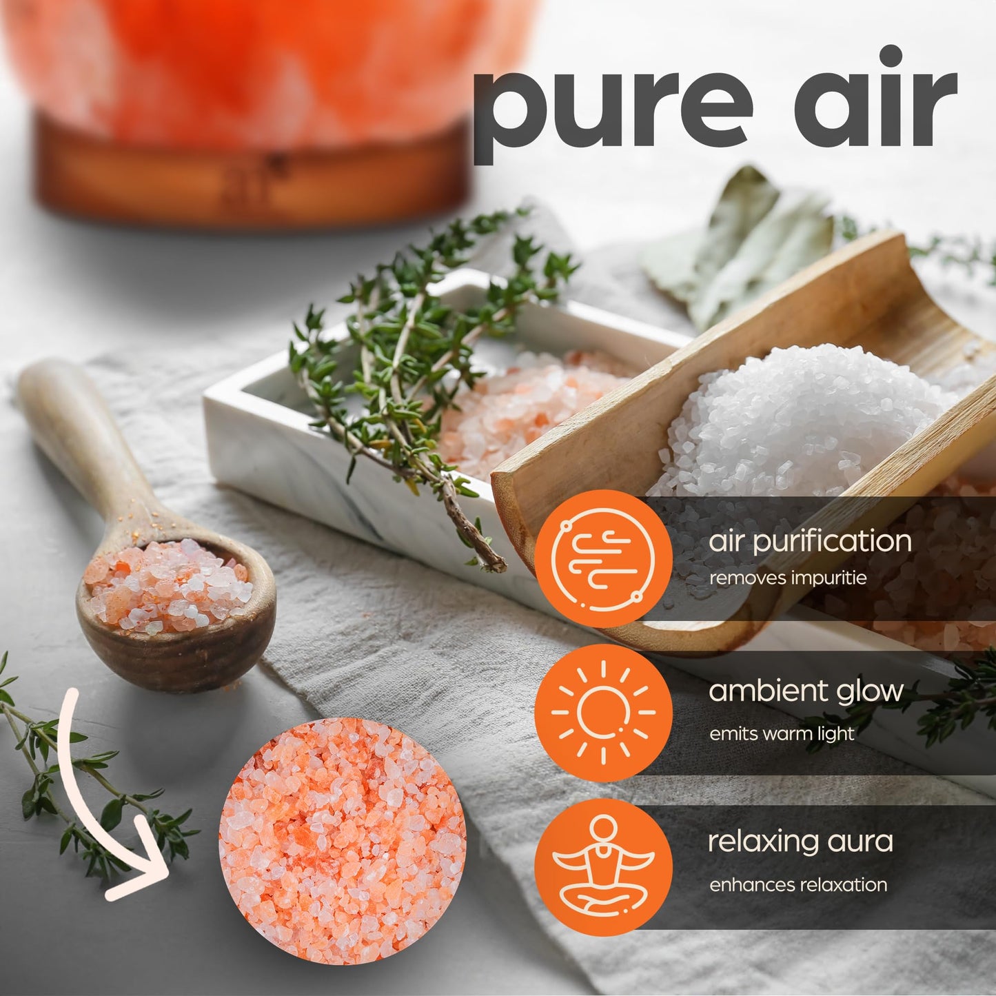 Artnaturals Himalayan Salt Lamp - Hand Carved Pink Crystal Night Light with Wooden Base for Relaxation & Energy