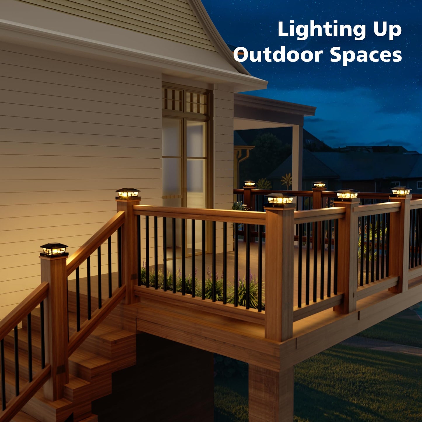 NIORSUN Solar Post Lights 12 Pack – Warm White Edison LED, Waterproof Outdoor Fence, Deck & Garden Decor, 4x4 Post Caps, Black