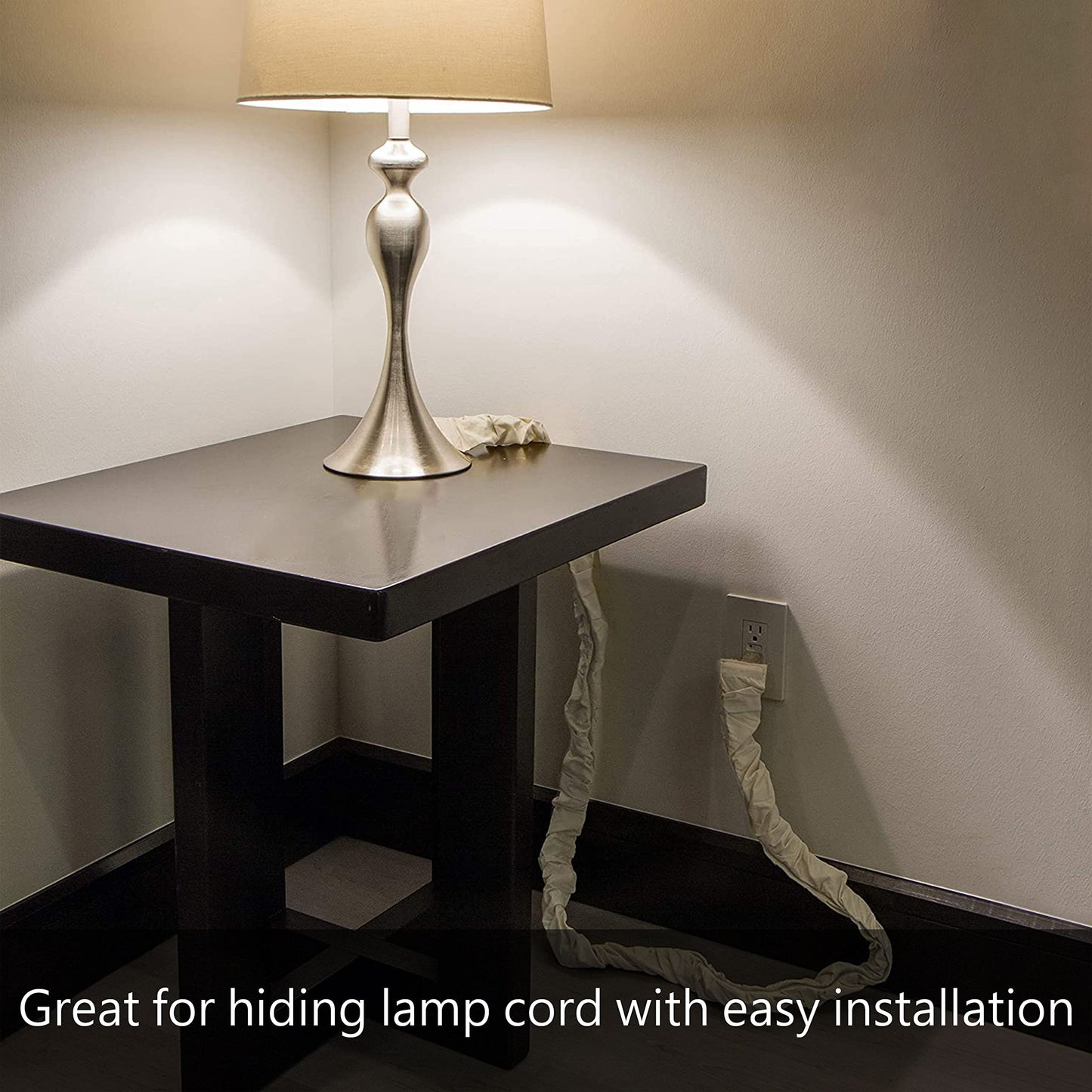 Aspen Creative 15003-11, 4' Wheat Burlap Texture Fabric Cord & Chain Cover, Easy to Install for Lighting Fixture, Cable Management, Lamp Wire Cover