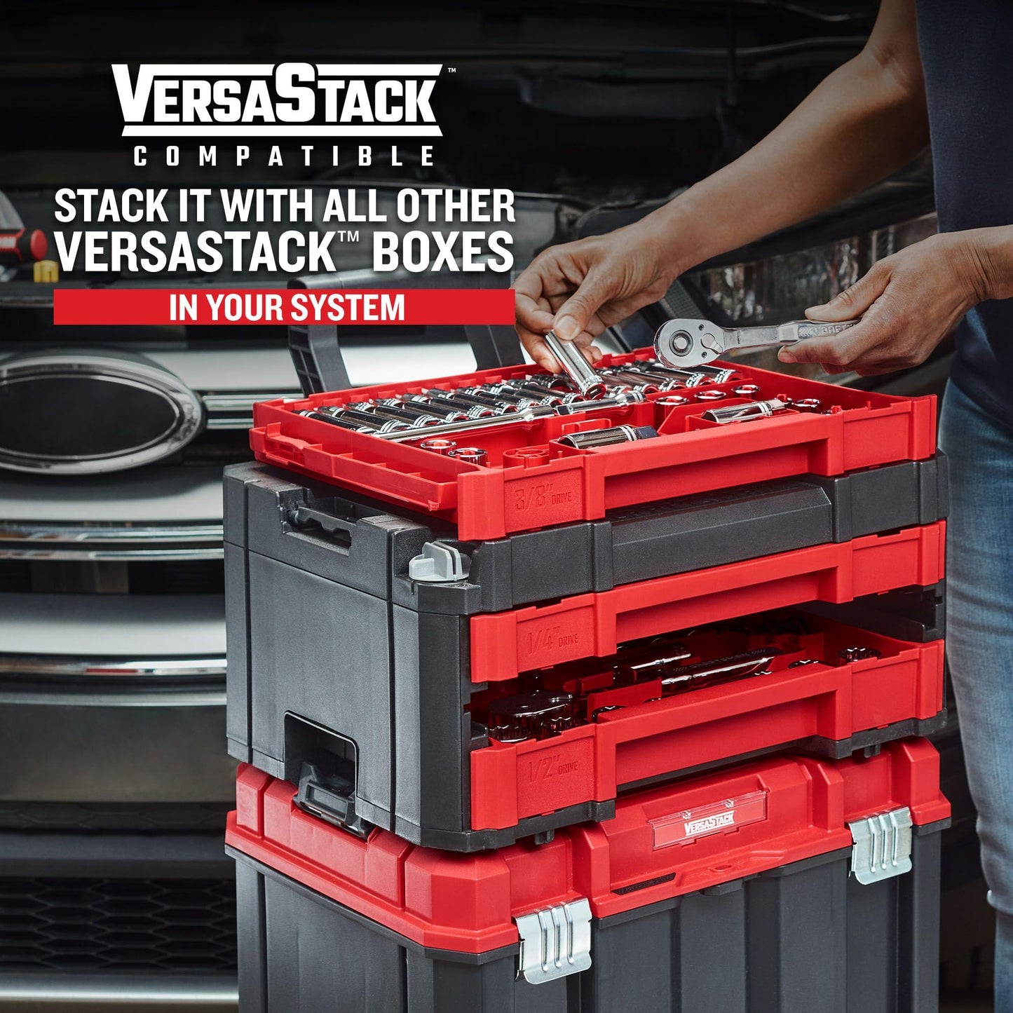 Craftsman 262-Piece Mechanic Tool Set with 3-Drawer VERSASTACK Box, SAE & Metric Sockets, Wrenches & Spark Plug Sockets (CMMT45309)
