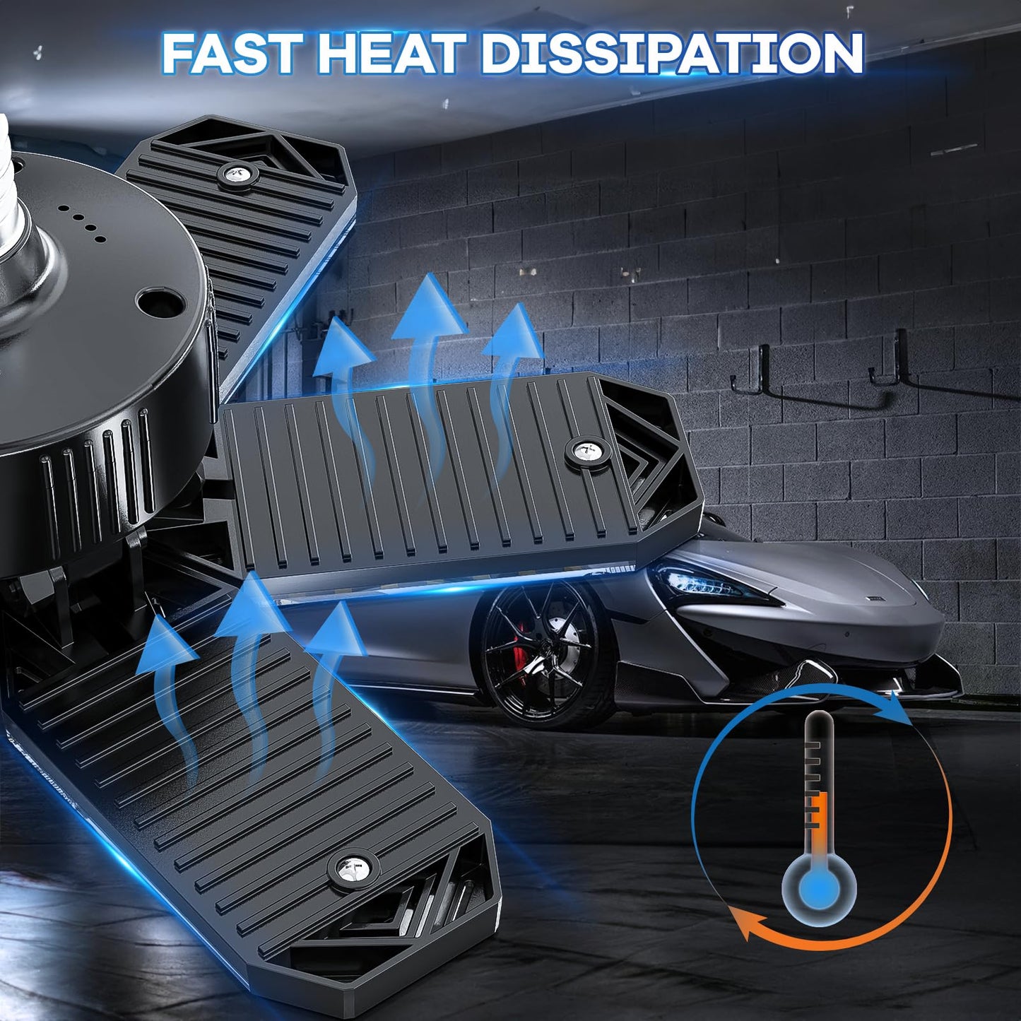 XINGHUANLIT 2-Pack 200W 20000LM Garage LED Lights, 6500K, 6+1 Deformable Panels, E26/E27 Socket, Ceiling Shop/Workshop/Barn Lighting