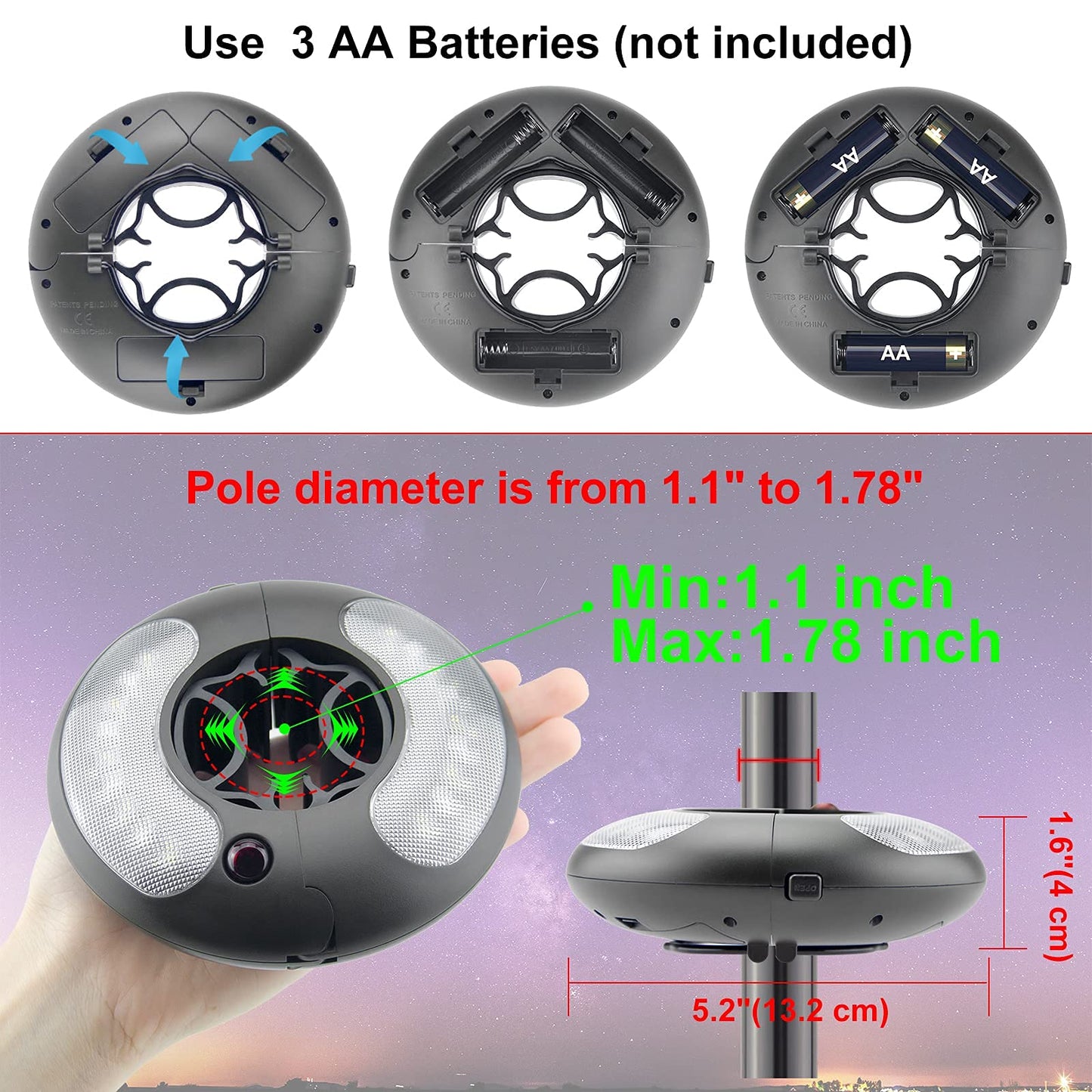 LUXSWAY 12-Color Patio Umbrella Light, Battery Operated, 18 LEDs, 4 Modes & Timers, Remote Control, Outdoor Hanging Light for Camping & Tents