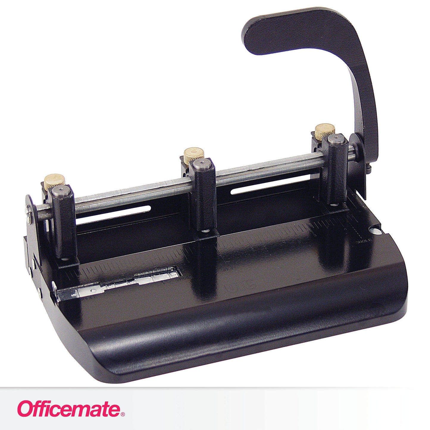 Officemate Heavy Duty Adjustable 2-3 Hole Punch with Lever Handle, 32-Sheet Capacity, Black (90078)