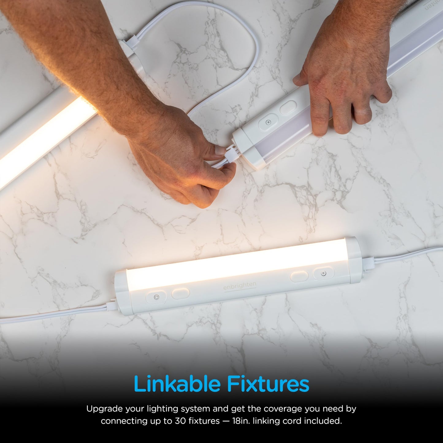 **Enbrighten 24” Plug-In Under Cabinet Light, 1560 Lumens, 5 White Color Temps (2700K–6500K), Dimmable, One-Touch Sync, Linkable Kitchen Lighting**