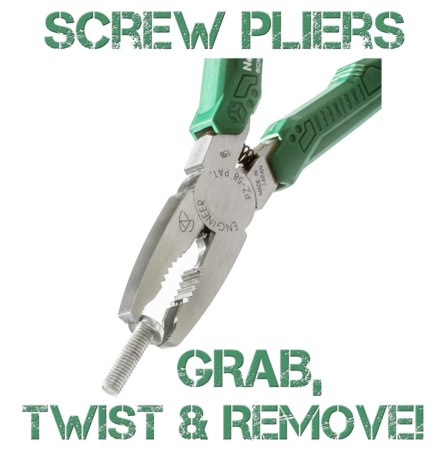 ENGINEER PZ-58 Screw Removal Pliers Stripped Screw Extractor (Combination Pliers) with unique non-slip jaws for damaged or rusted fasteners