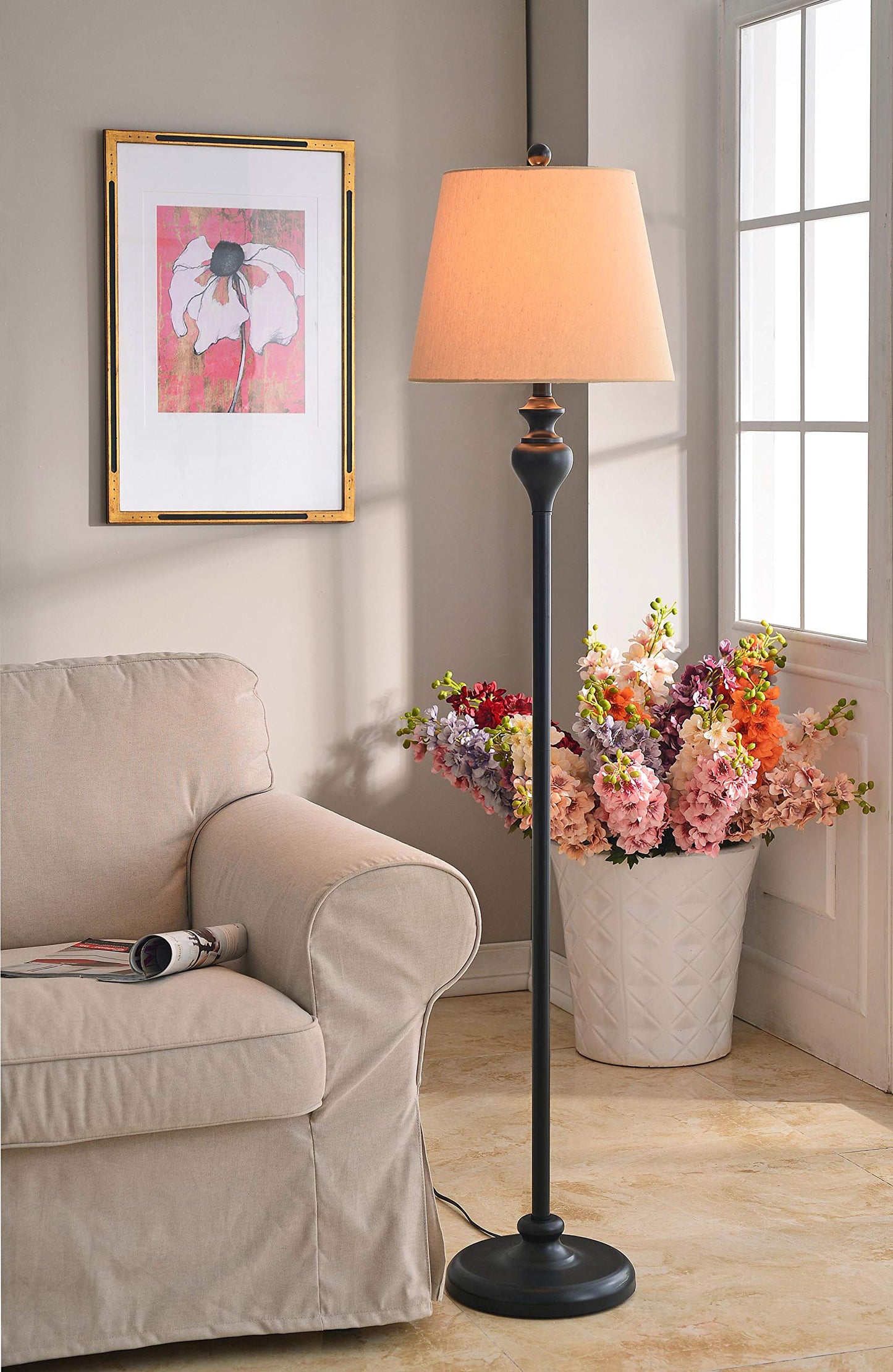 Kenroy Home KH87050 Charlotte 3-Pack - 2 Table Lamps, 1 Floor Lamp with Oil Rubbed Bronze Finish, Classic Style, 30.5" Height, 13" Width, 13" Depth