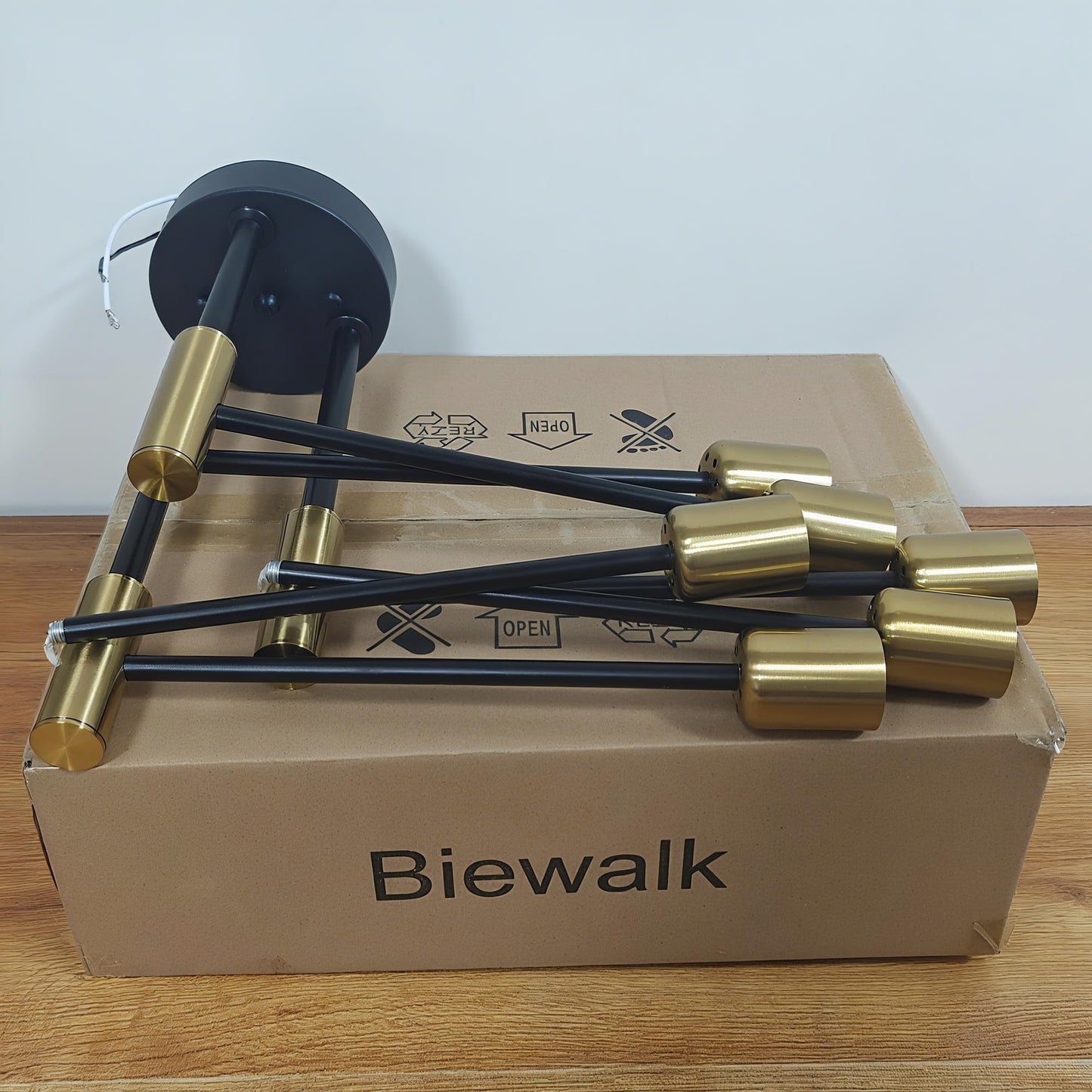 Biewalk 6-Light Sputnik Chandelier, 31" Gold & Black Modern Ceiling Light for Dining Room, Living Room, Kitchen Island