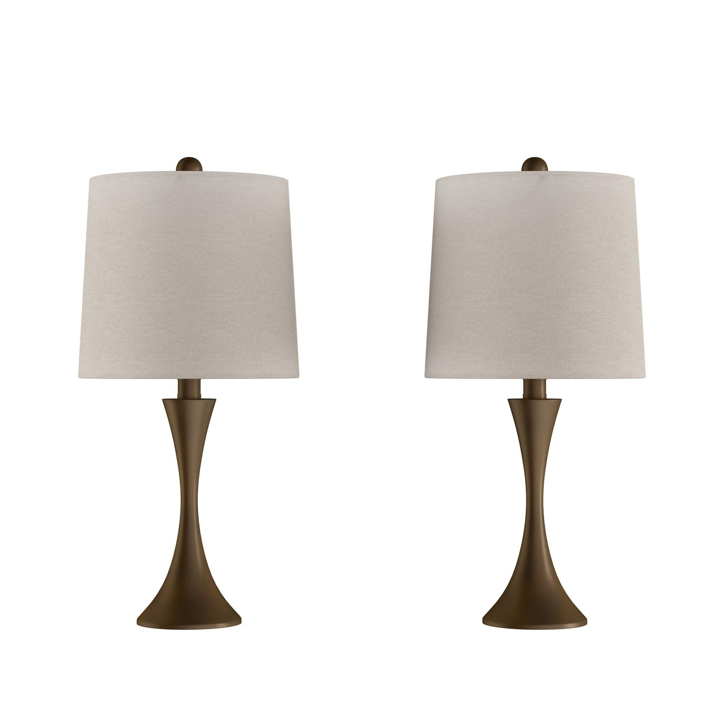 Table Lamps - Set of 2 Mid-Century Modern Lights with Metal Flared Trumpet Base - Includes Energy Efficient LED Light Bulbs by Lavish Home (Bronze)