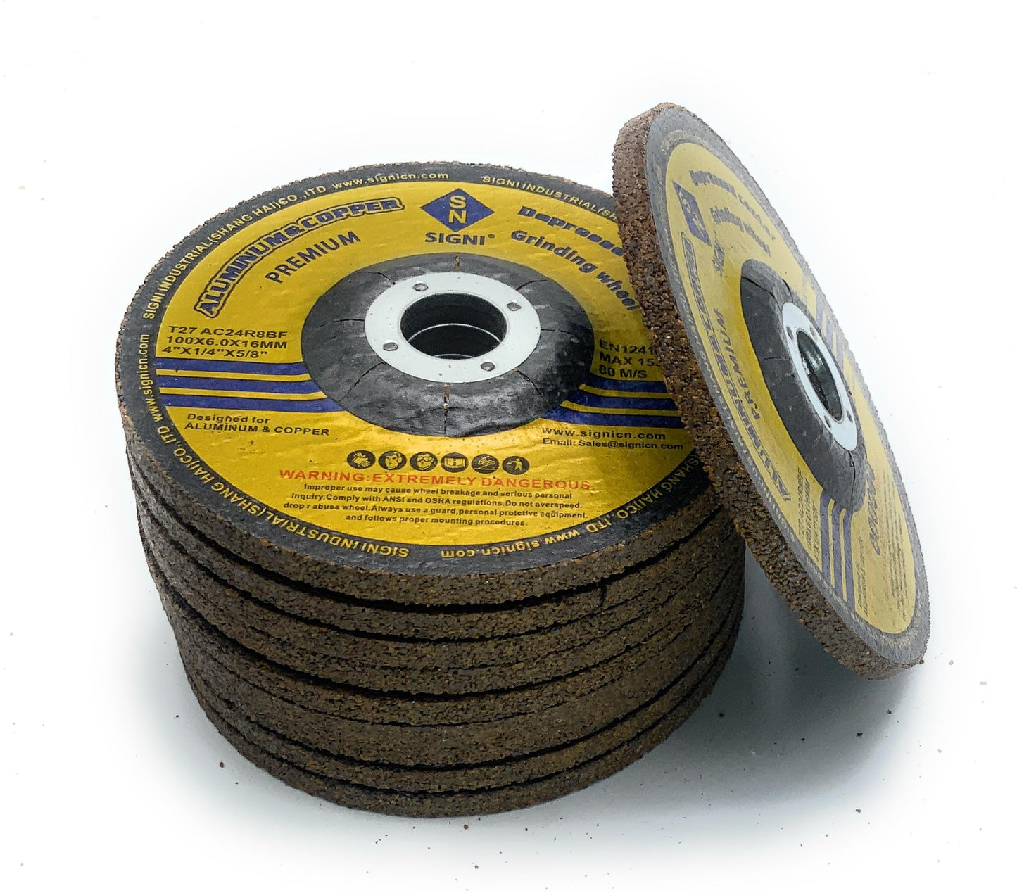 SIGNI Aluminum Grinding Wheel 4 inch for Aluminum Copper Non-Ferrous 10 Pack (Not Load While Grinding) (6mm Thickness)