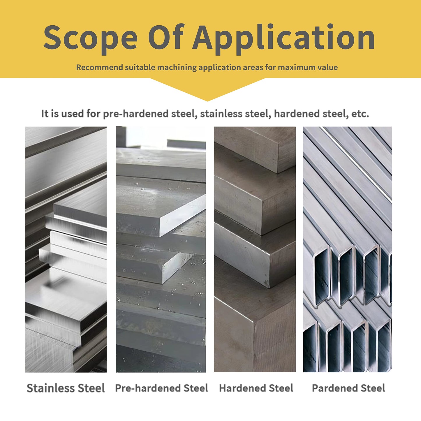 AYCHOLIZ 5PCS 1/8" Solid Carbide Square Nose End Mills Set, 4-Flute CNC Milling Bits for Stainless & Hardened Steel 65HRC