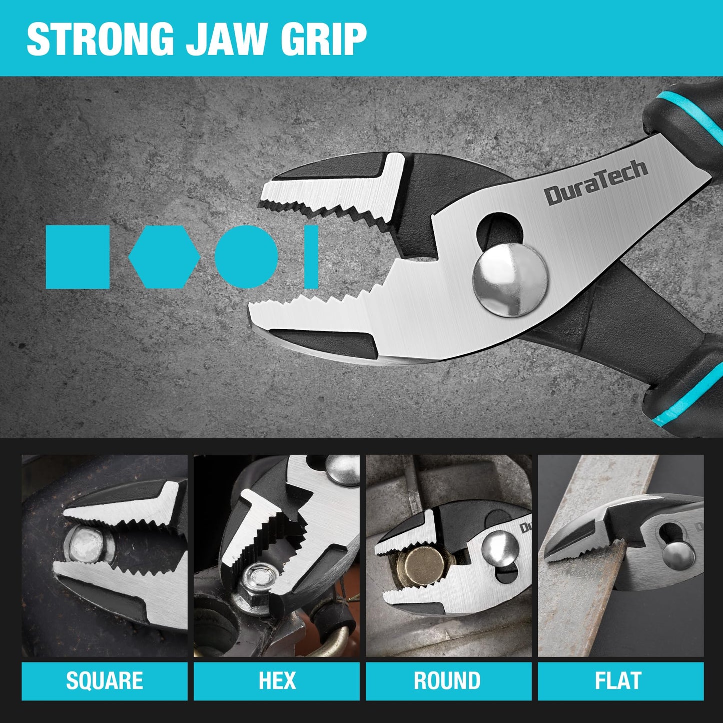 DURATECH 6" Slip Joint Pliers, TPR Handle, High Carbon Steel, Swivel Rivet, Strong Teeth for Gripping, Tightening & Loosening Nuts/Bolts