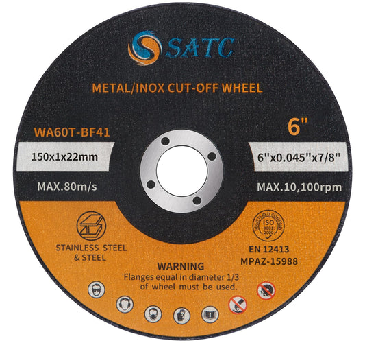 S SATC 6" x 0.045" x 7/8" Cut-Off Wheels for Metal, 25-Pack Cutting Discs, Angle Grinder Attachment for Concrete & Metal