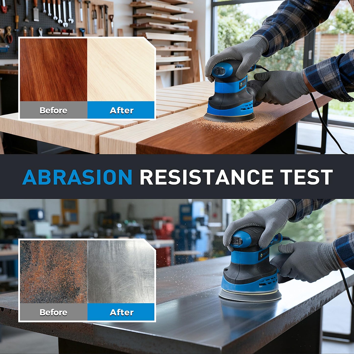 S SATC 72 PCS 5 Inch 8 Hole Hook and Loop Adhesive Sanding Discs Sandpaper for Random Orbital Sander 40 60 80 120 180 240 320 Grits