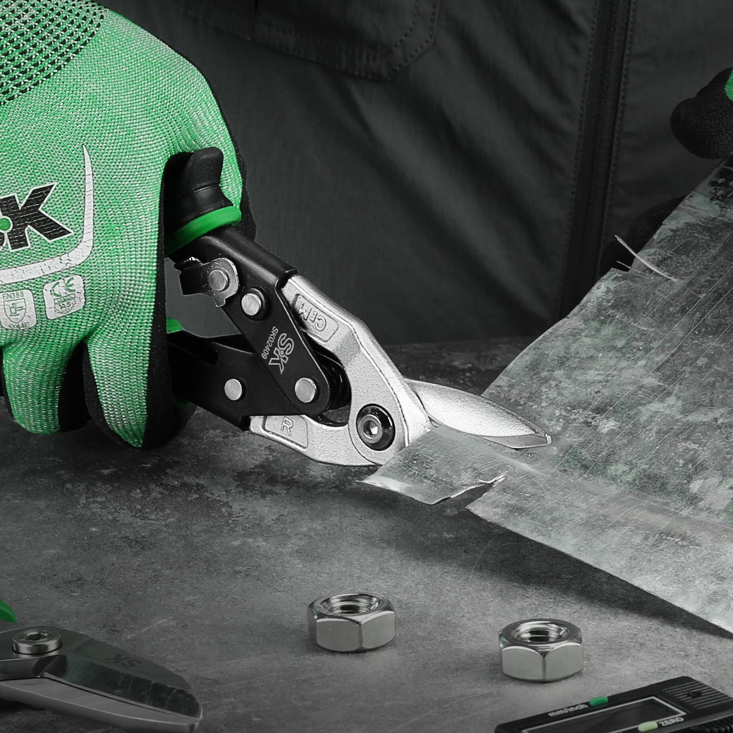 SK Aviation Tin Snips Set, Left, Right and Straight Cut, Cr-Mo Steel Blade, Anti-slip Handle and Safety Latch, for Cutting Sheet Metal