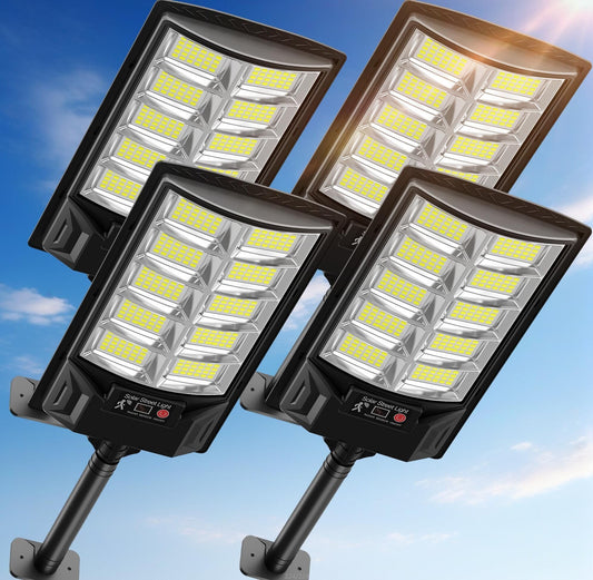 Azeivk 4-Pack Solar LED Outdoor Lights, IP66 Waterproof, Motion Sensor, Remote Control, 6000K Dusk-to-Dawn Security Floodlights for Yard & Path