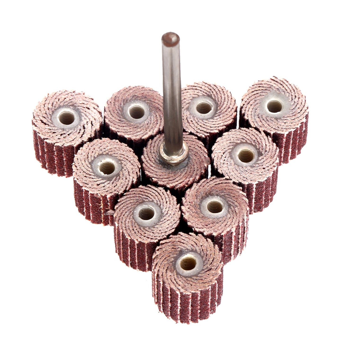 Dophee 10Pcs 240 Grit Flap Sanding Wheel Head Grinding Disc & 3mm Arbor for Rotary Tool, 10mm/0.39"