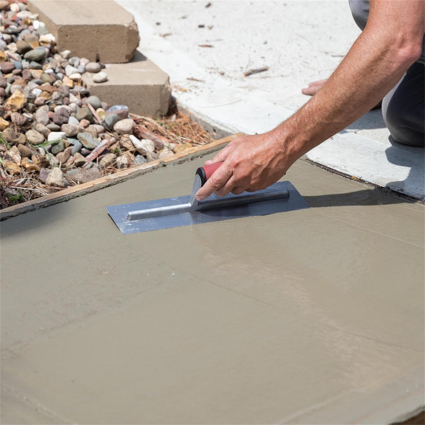 MARSHALLTOWN QLT Concrete Finishing Trowel, 14 x 4 Inch Carbon Steel Blade, Soft Grip Handle, FT144