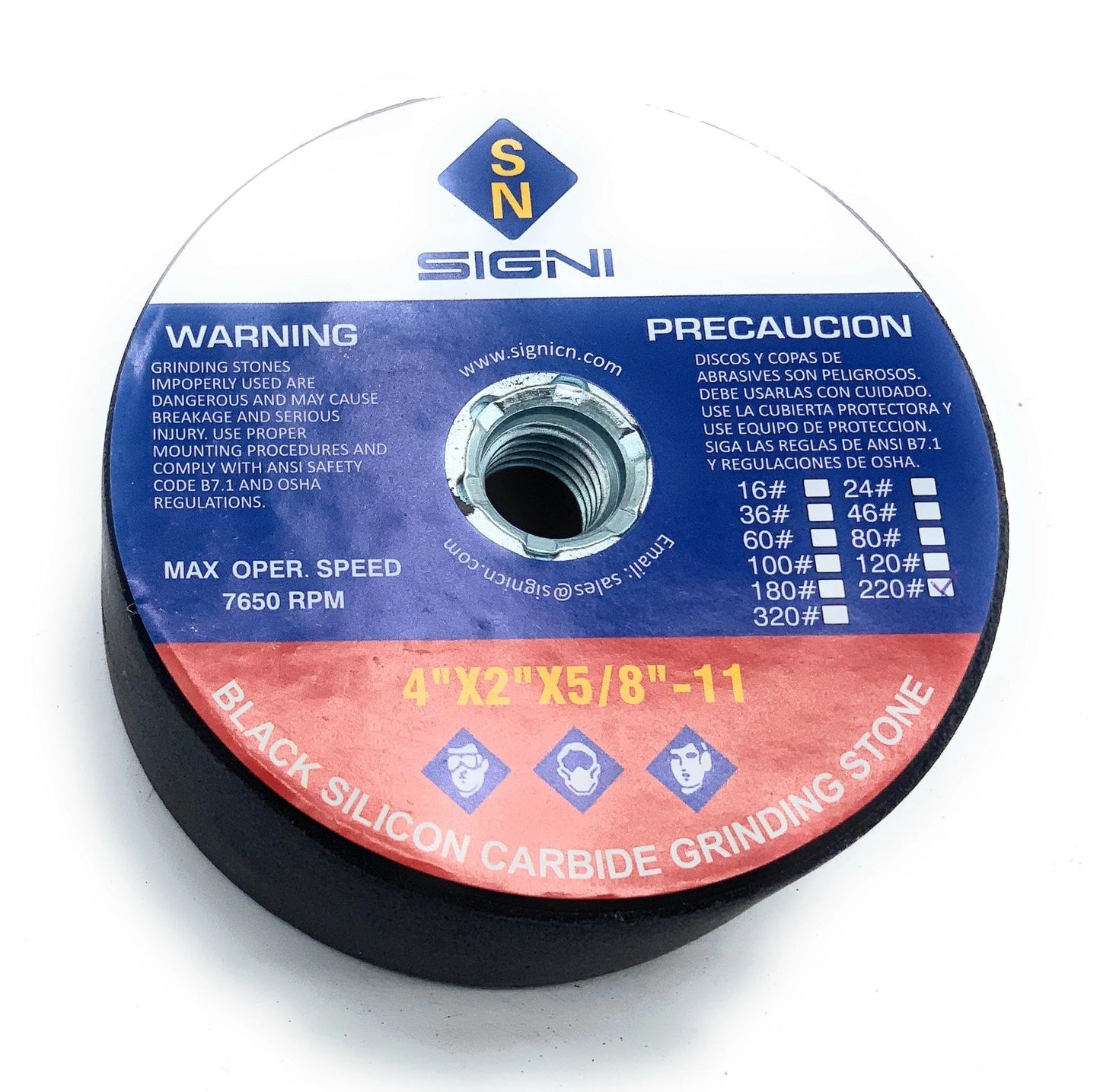 SIGNI 4 inch Silicon Carbide Grinding Stone with 5/8 Arbor for Grinding Masonry (220 Grit)