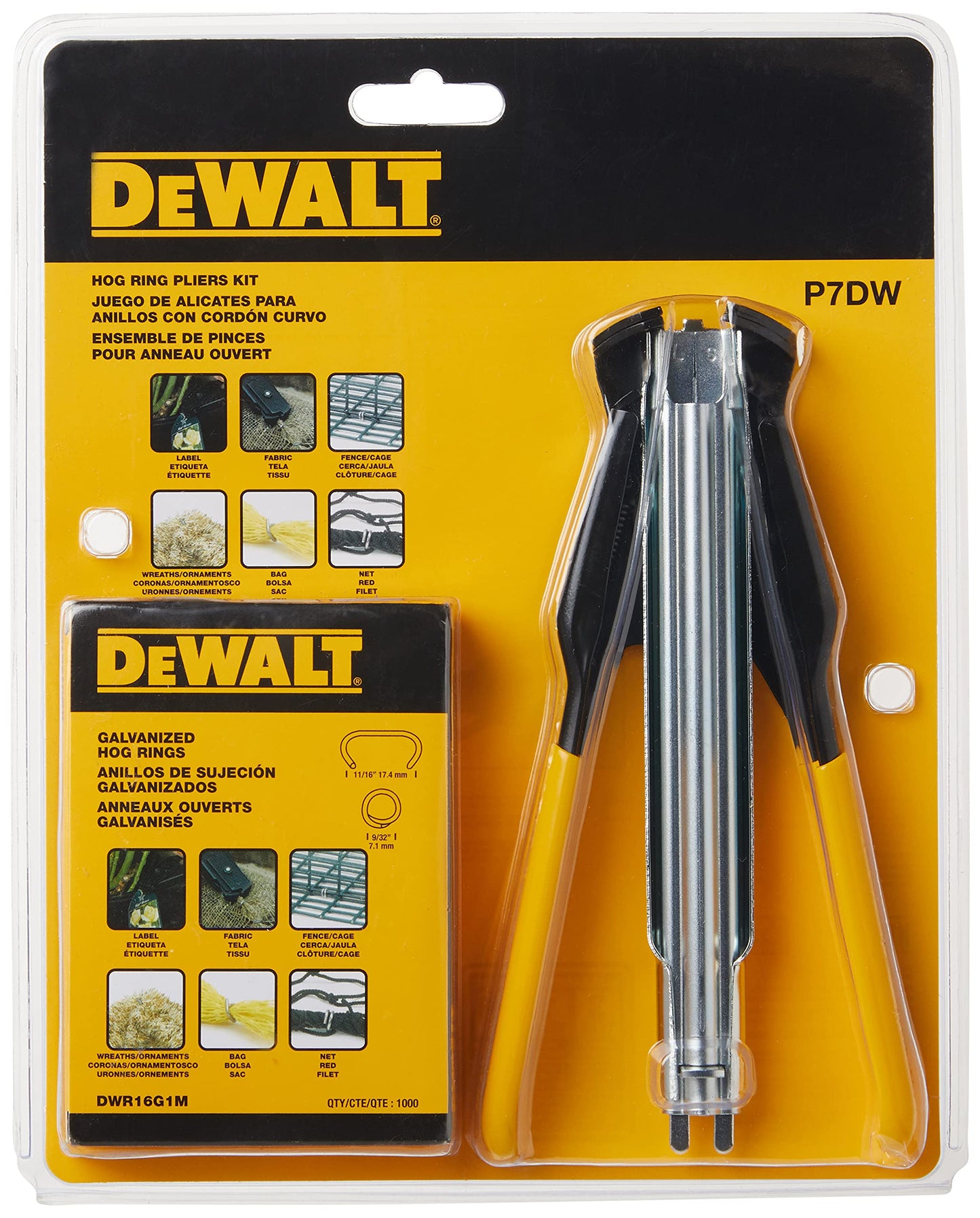 DEWALT Hog Ring Pliers Kit, Includes Pliers and 1000 Ring Pack (P7DW)