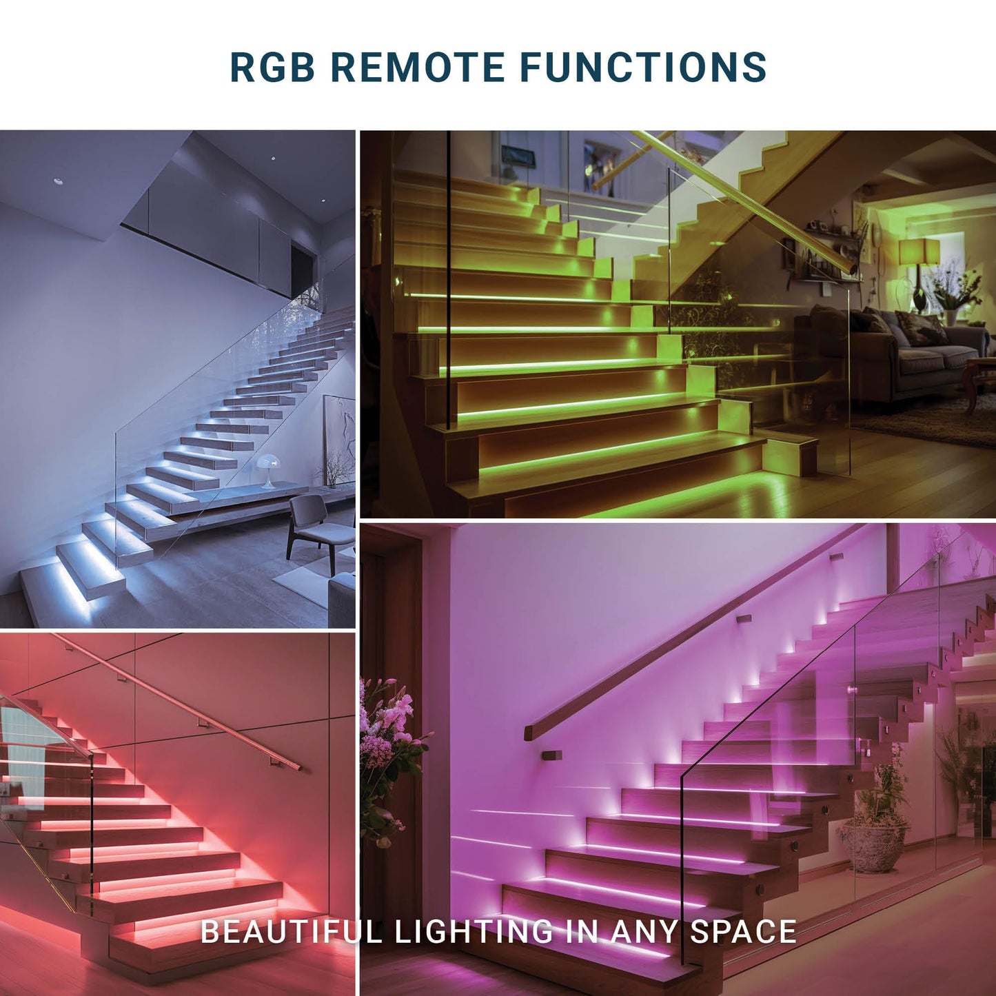 PARMIDA Motion Sensor LED Stair Lights, RGB + 5CCT, 24” Aluminum Bars, Dimmable, Remote, Cascading Style, UL Driver, 20 Steps