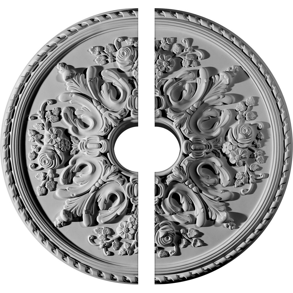 Ekena Millwork CM32BR2-06000 32 5/8"OD x 6"ID x 2"P Bradford Ceiling Medallion, Fits Canopies up to 6-5/8", 2 Piece