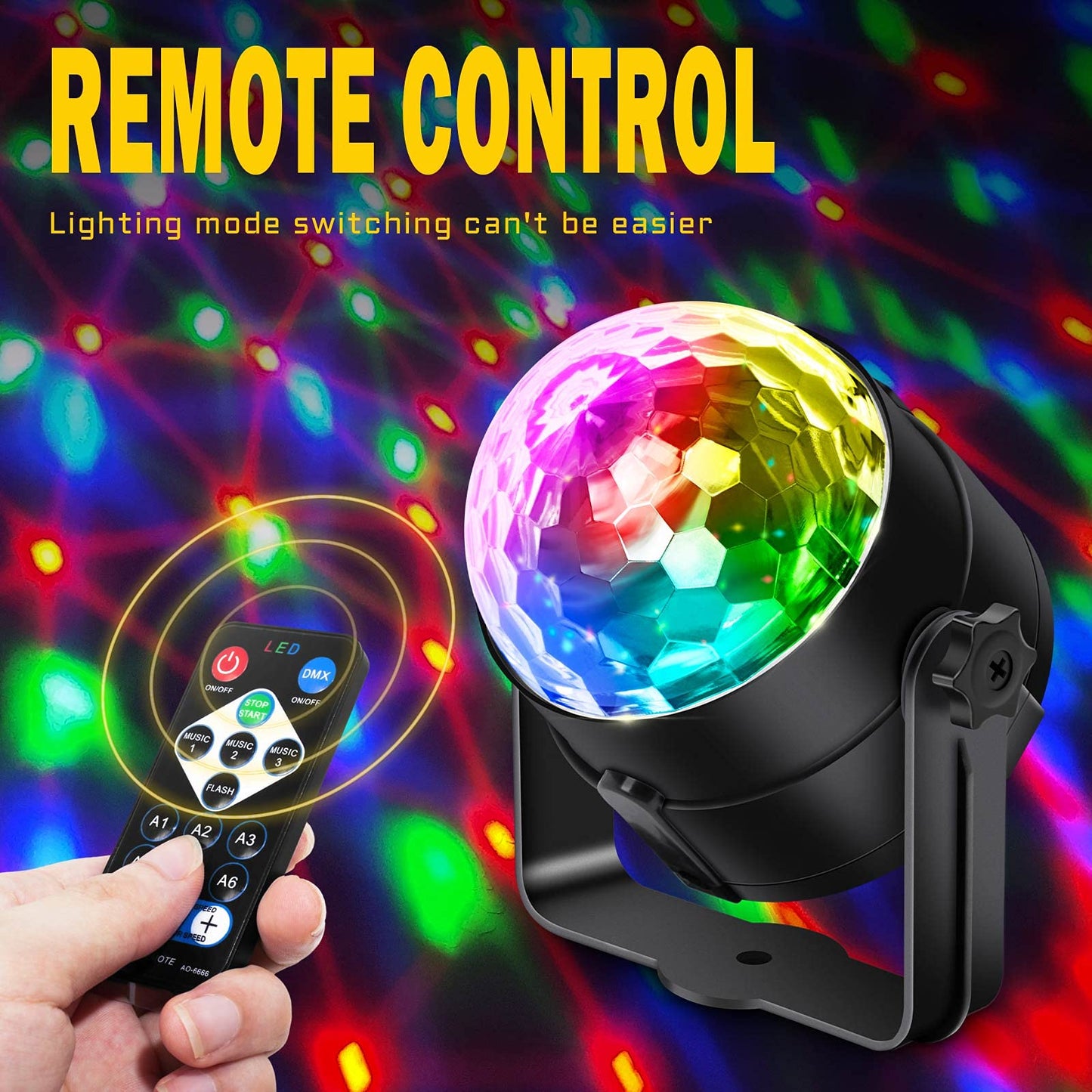 Apeocose 2-Pack Disco Ball Party Lights, Sound Activated with Remote, 12 Strobe Modes, DJ Lights for Christmas, New Year & Parties