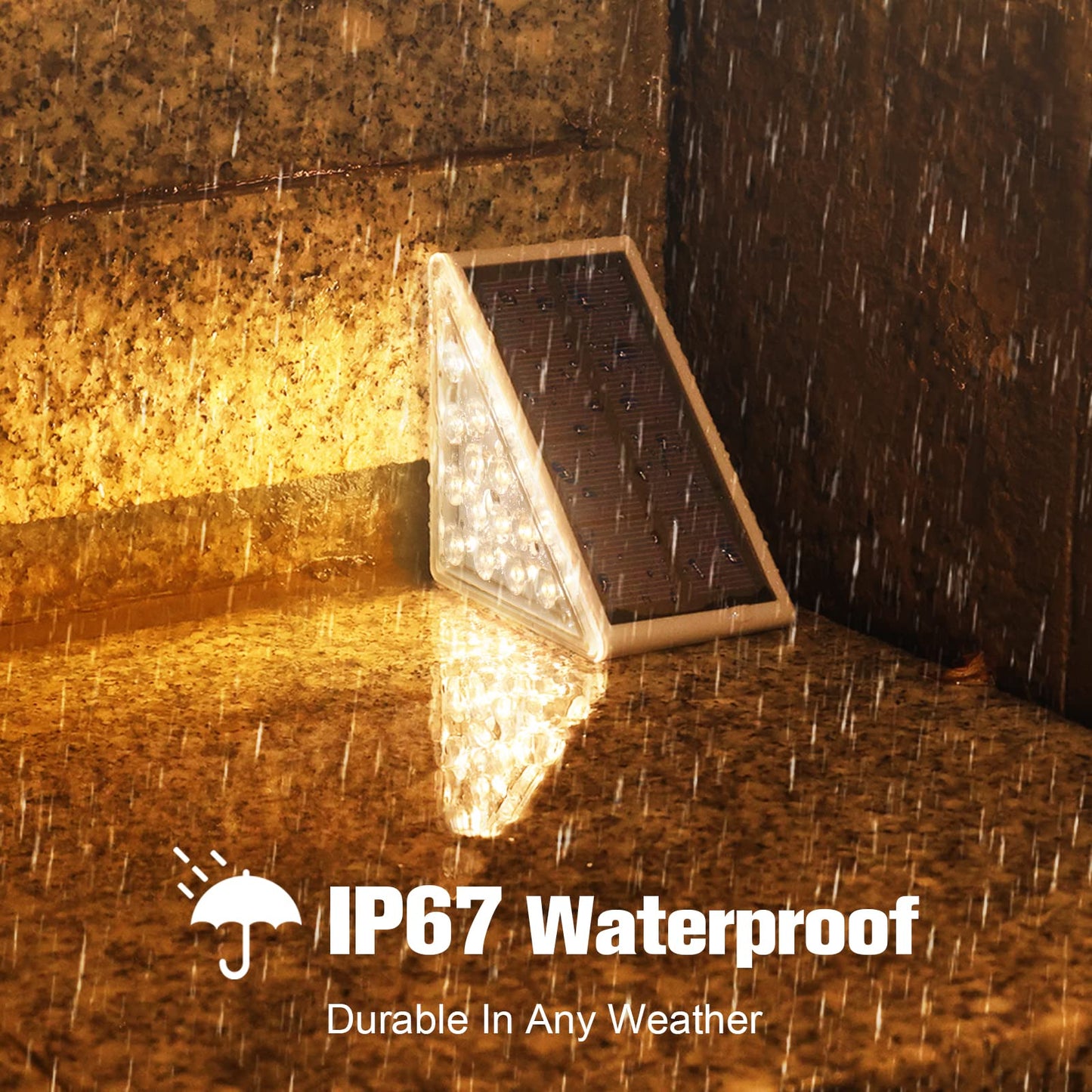 VOLISUN 6-Pack Solar Stair Lights, Waterproof IP67 LED Outdoor Step Lights, Warm White 3000K for Garden, Deck, Porch & Patio