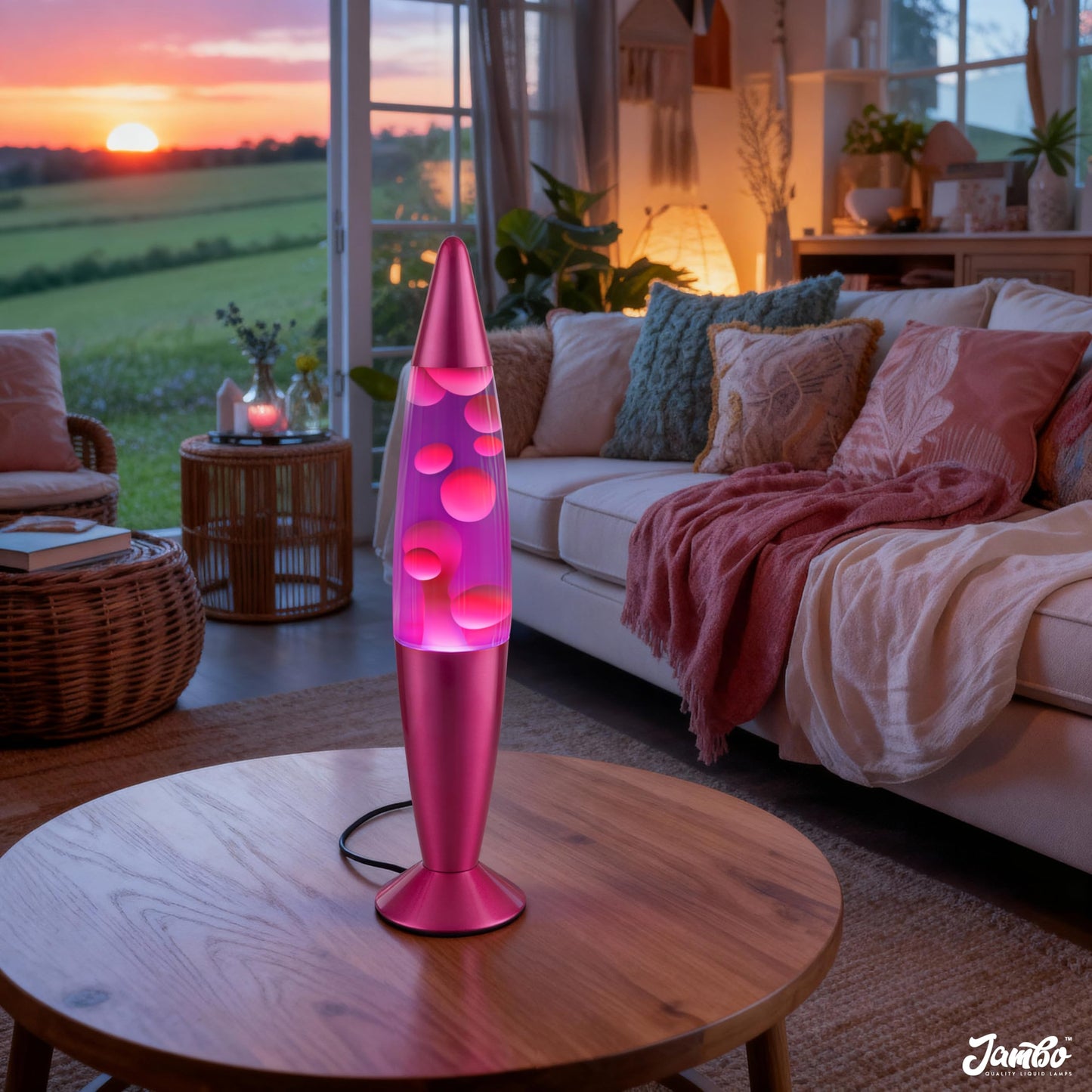 JAMBO 16" Purple & Pink Magma Motion Lamp, Relaxing Liquid Night Light for Home, Office, Bedroom, Teens & Kids Decor